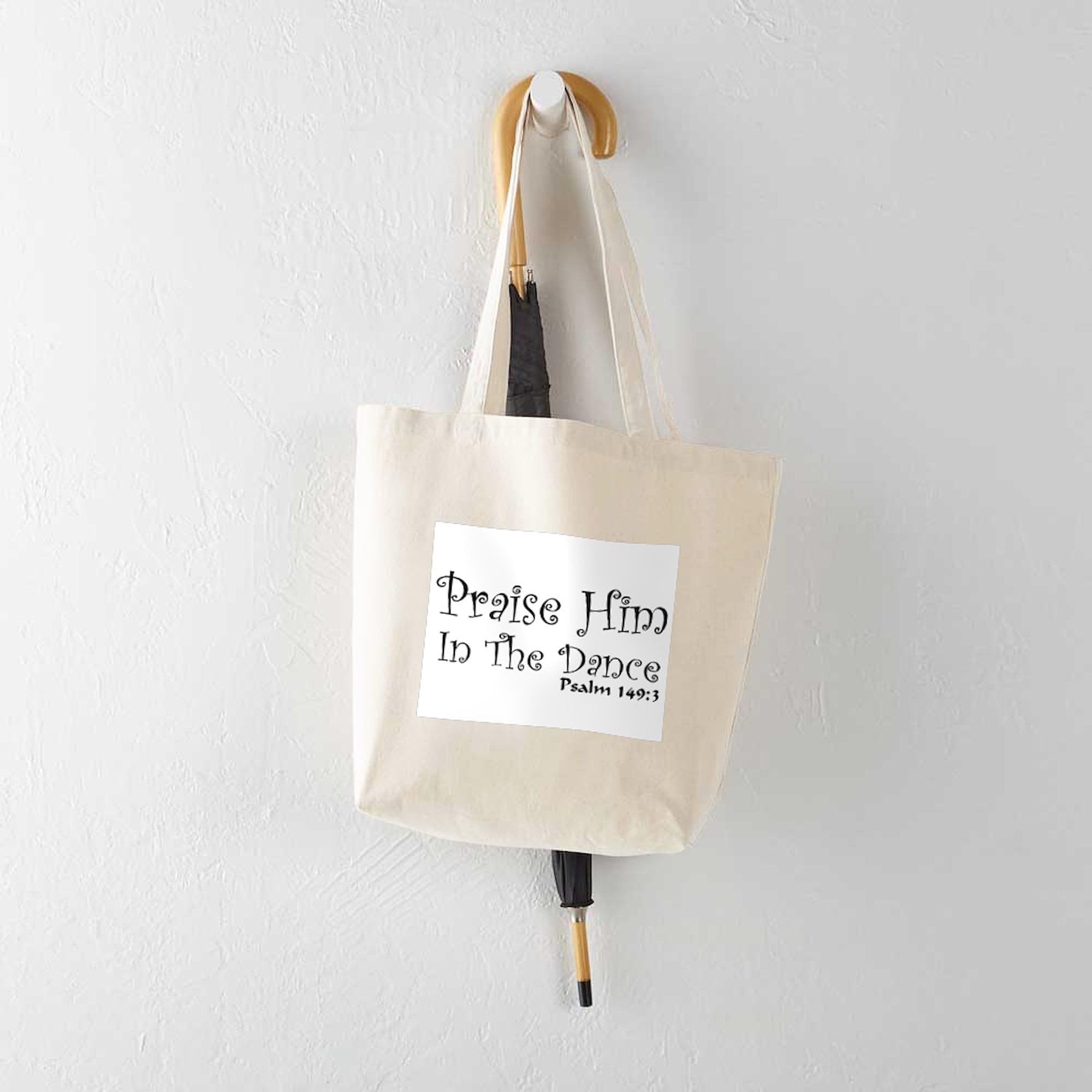Praise Him Dance Tote Bag - Natural Canvas Reusable Shopping Bag for Church, Bible Study & Christian Events - Eco-Friendly Grocery Tote with Inspirational Design