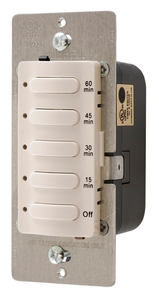 Hubbell DT5060LA Single Pole Timer Switch - 8.3 Amp, 120V/277V, 60-Minute Delay, Light Almond - Perfect for Home Automation, Lighting Control & Energy Savings
