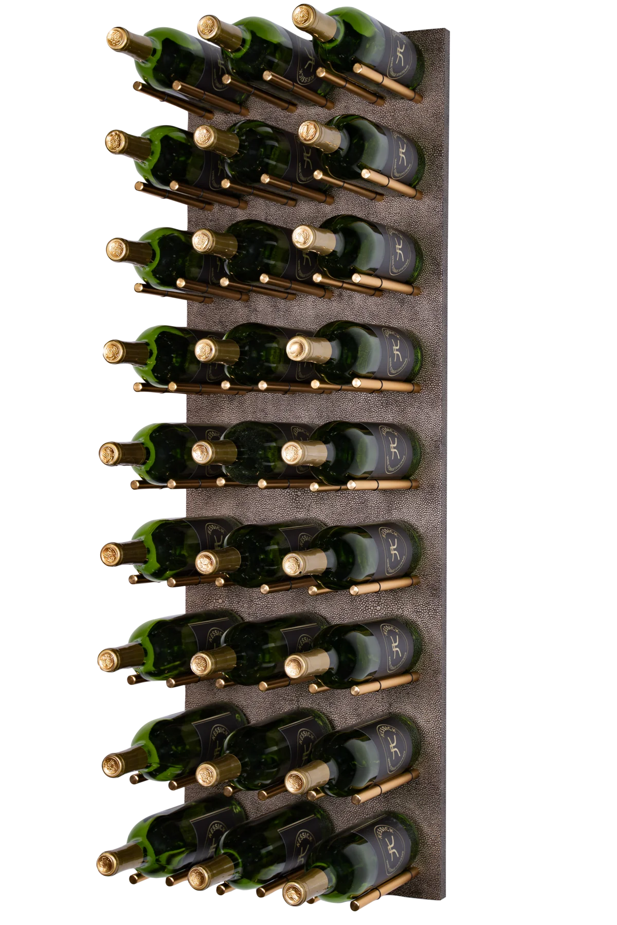 Kessick Vertical Leather Wine Rack - 14x42 Inch Wall-Mounted Wine Storage for Home Bar, Kitchen & Dining Room Decor | Holds 14 Bottles | Elegant Wine Display for Wine Lovers & Collectors