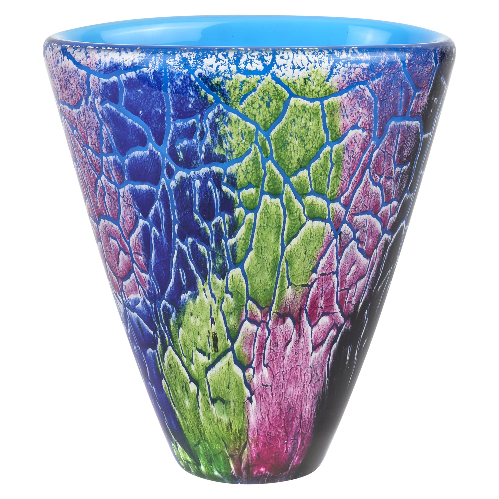 Badash Allura Murano-Style Glass Vase - 7 Inch Tall Handcrafted Mouth-Blown Oval Art Glass Vase for Home Decor - Elegant Centerpiece for Dining Table, Wedding, and Living Room Accent