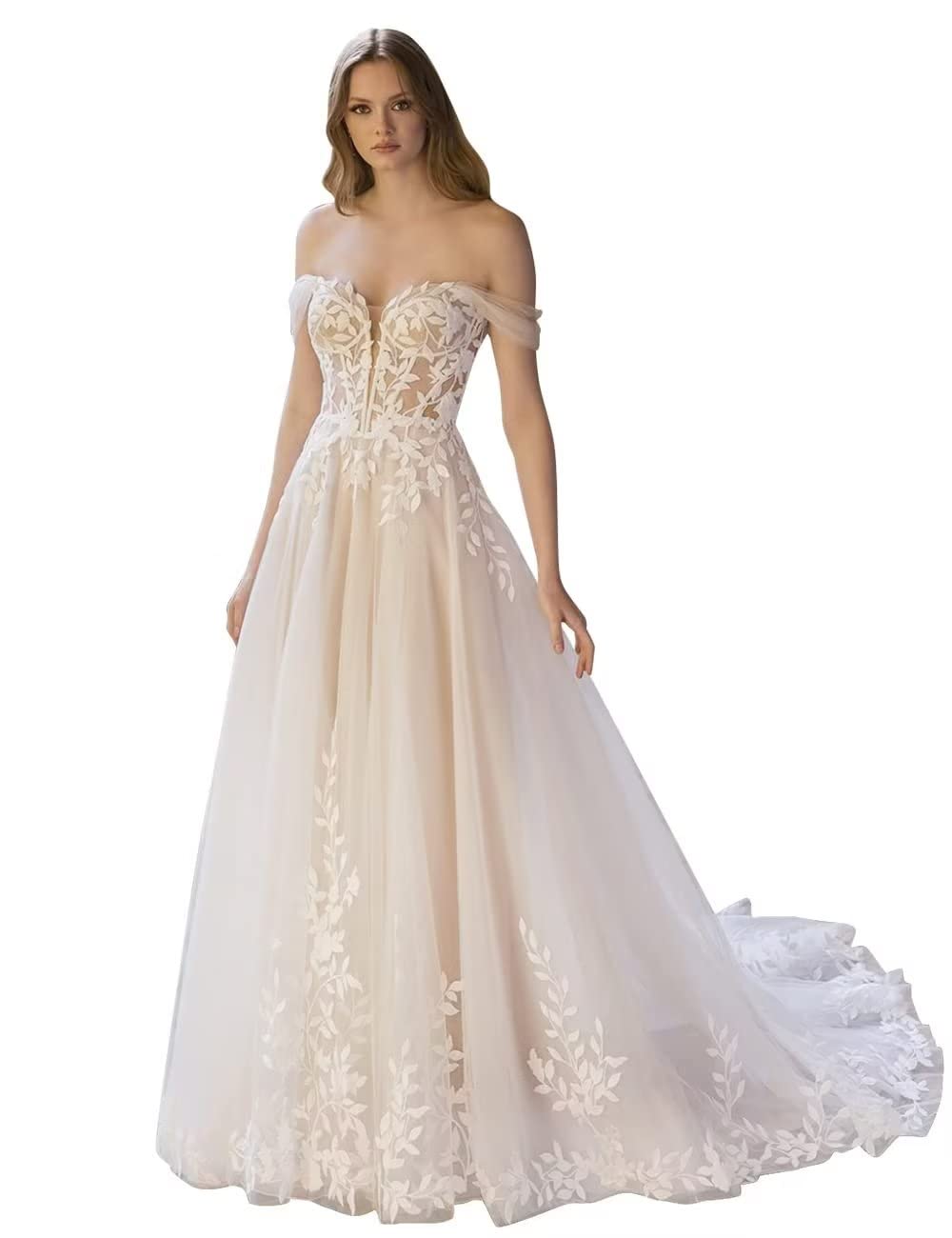 2023 Elegant Women's Lace Wedding Dresses - Romantic Beach Bridal Gowns for Bride | Perfect for Beach Weddings, Destination Ceremonies & Outdoor Summer Weddings