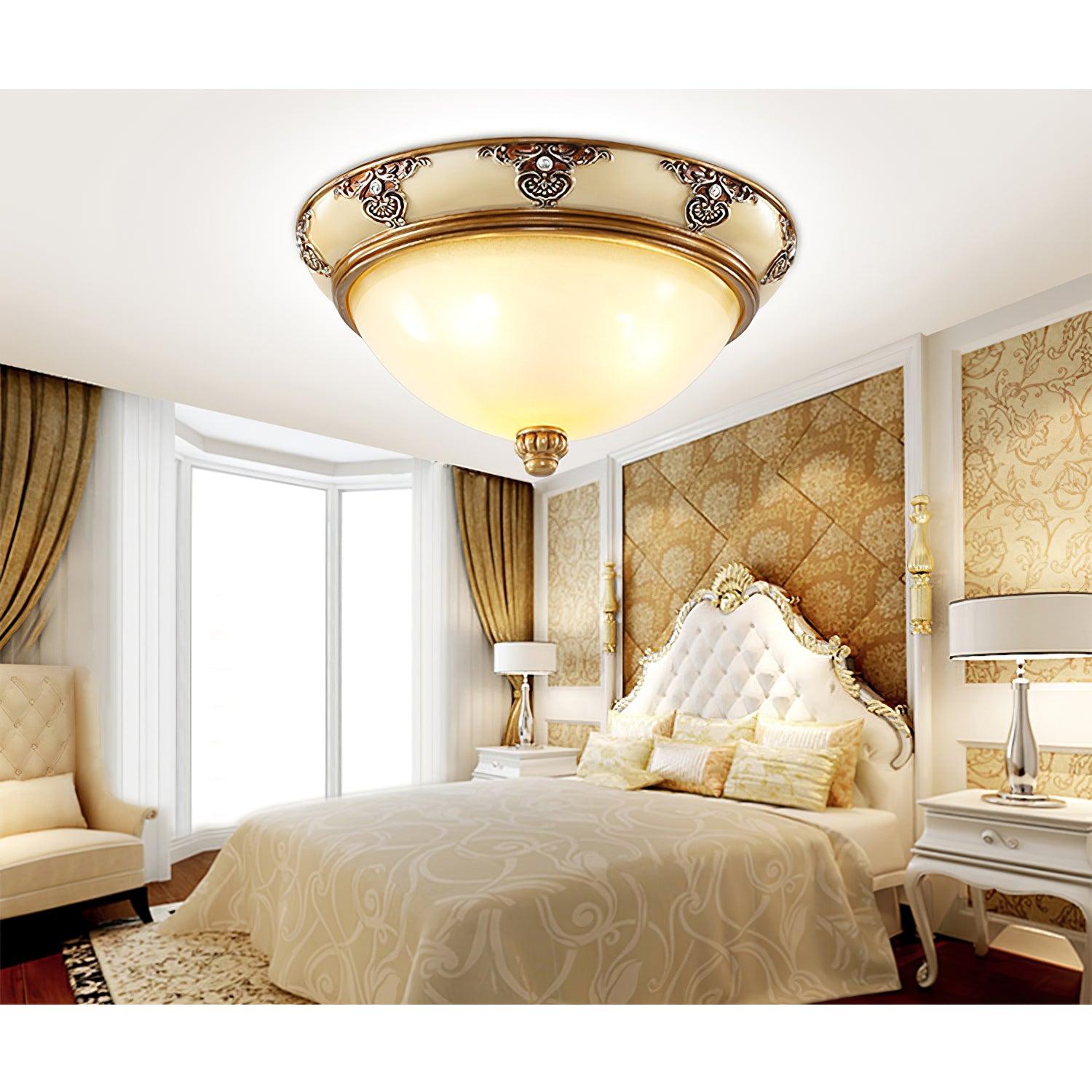 Brahm Flush Ceiling Light Fixture - Modern LED Mounted Lighting for Bedroom, Hallway & Kitchen - Dimmable Bright White Light with Frosted Glass Shade