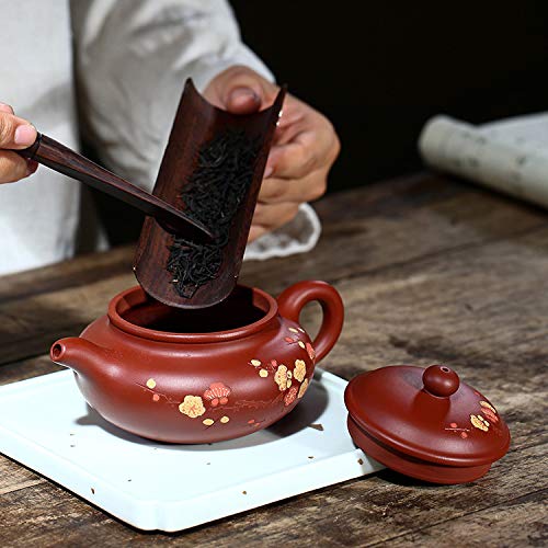 Premium Yixing Zisha Teapot 8.8oz - Handmade Purple Clay Chinese Kung Fu Tea Maker with Built-in Filter (Fanggu Style) - Perfect for Gongfu Tea Ceremony, Home Brewing & Gift Giving