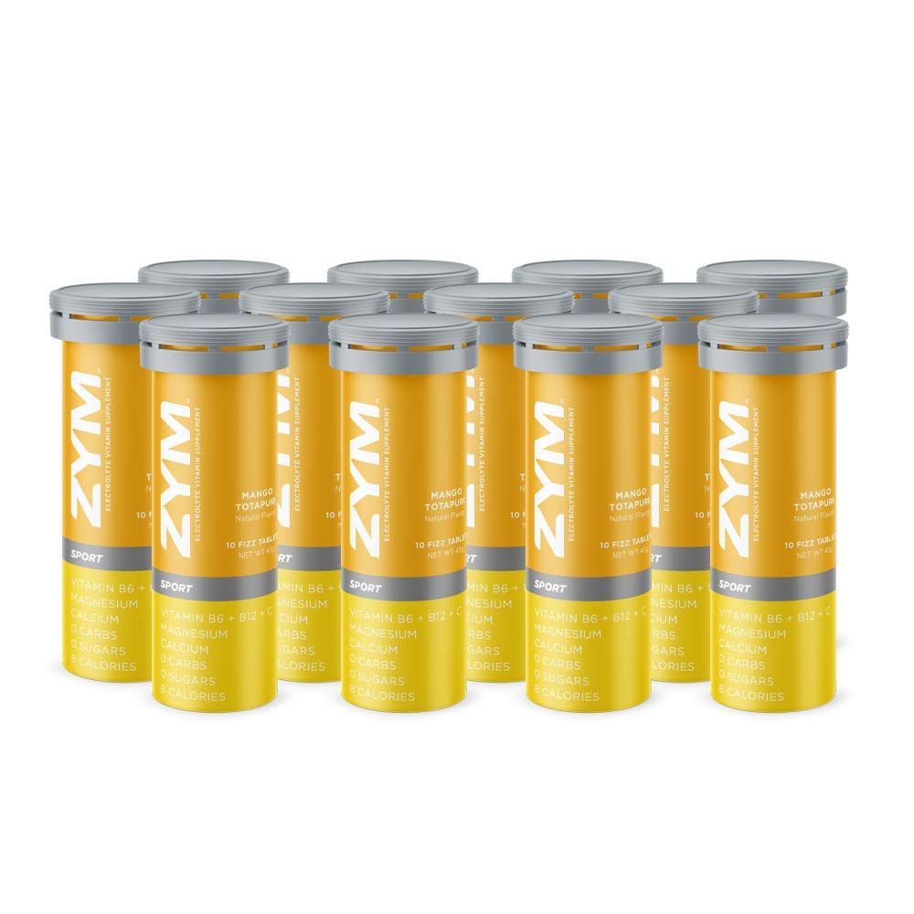 ZYM Sport Electrolyte Effervescent Tablets - Natural Hydration Supplement with Potassium & Magnesium for Athletes, Workout Recovery & Energy Boost (Mango Flavor, 12 Pack) - Perfect for Gym, Running & Outdoor Activities