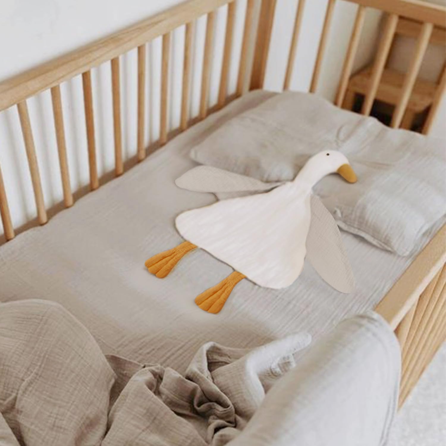 Soft Duck Lovey Blanket - Sensory Security Blanket for Newborns 0-6 Months | Cute Baby Stuffed Animal Toy for Boys & Girls | Perfect for Nursery, Stroller & Travel (Duck-Roman Green)