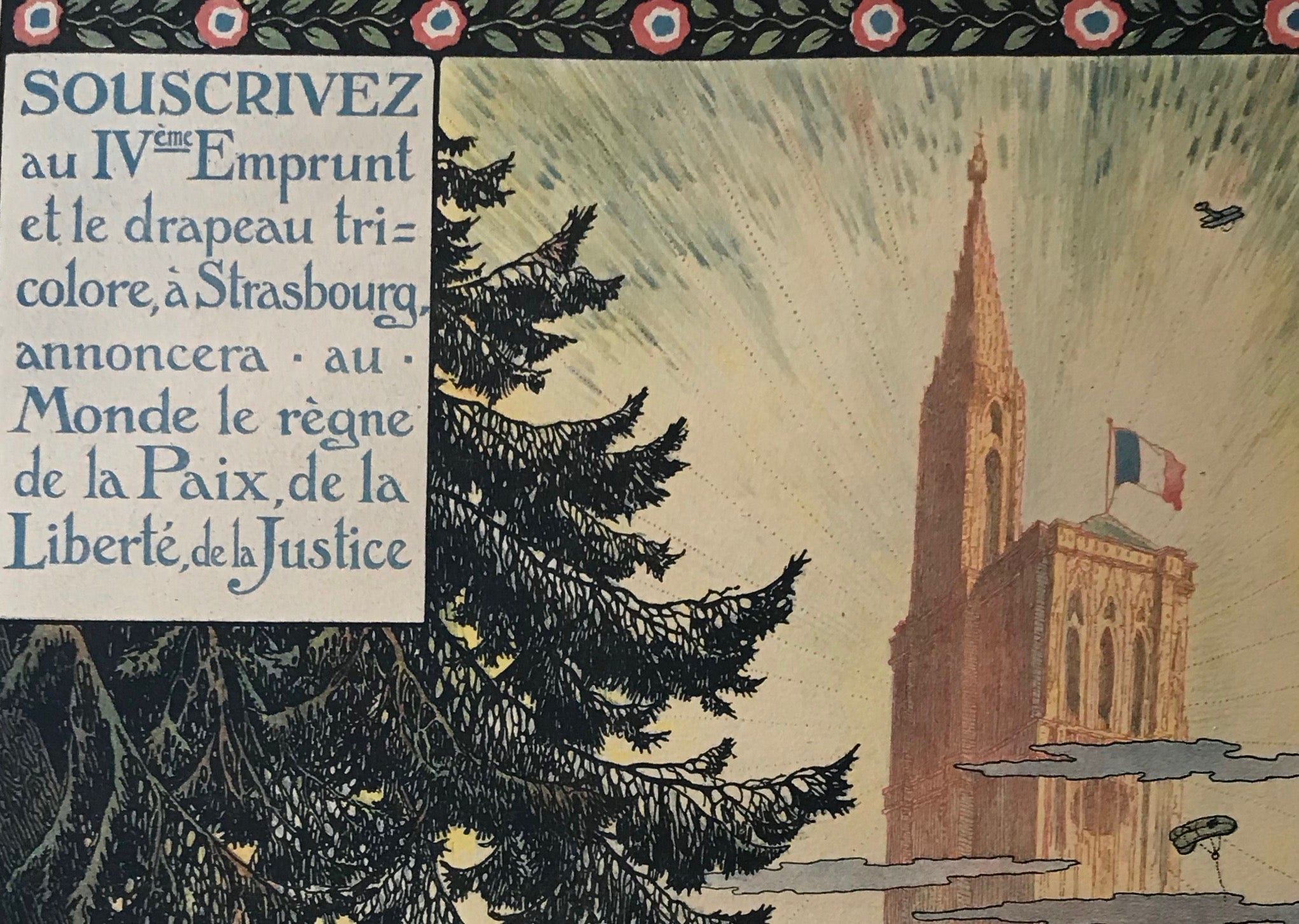 1918 Original French WWI War Bond Poster - Souscrivez au IV Emprunt - Vintage Military Collectible for History Buffs & Home Decor