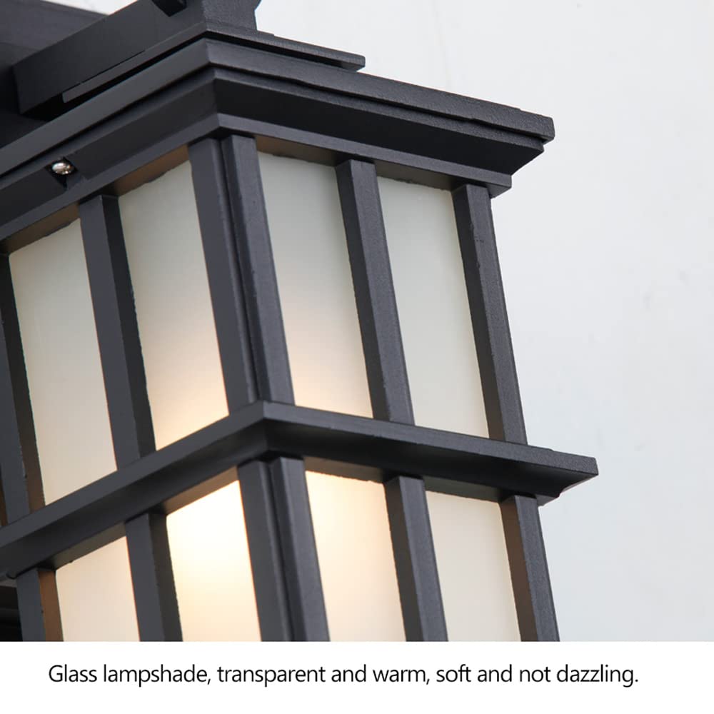 11.4in Black Aluminum Outdoor Wall Sconce with Glass Shade - IP65 Waterproof Porch Light Fixture for Garage, Patio & Exterior Walls - Durable Weatherproof Lighting for Outdoor Entryways, Pathways & Backyards