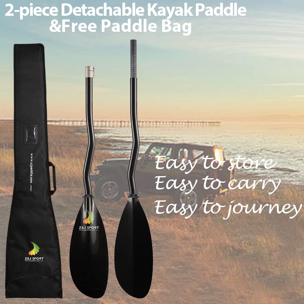 Premium Full Carbon Kayak Paddle with Adjustable Length & Paddle Bag - Lightweight Touring Paddle for Ocean, River & Lake Kayaking - Ideal for Recreational & Dynamic Water Sports (SK-I)