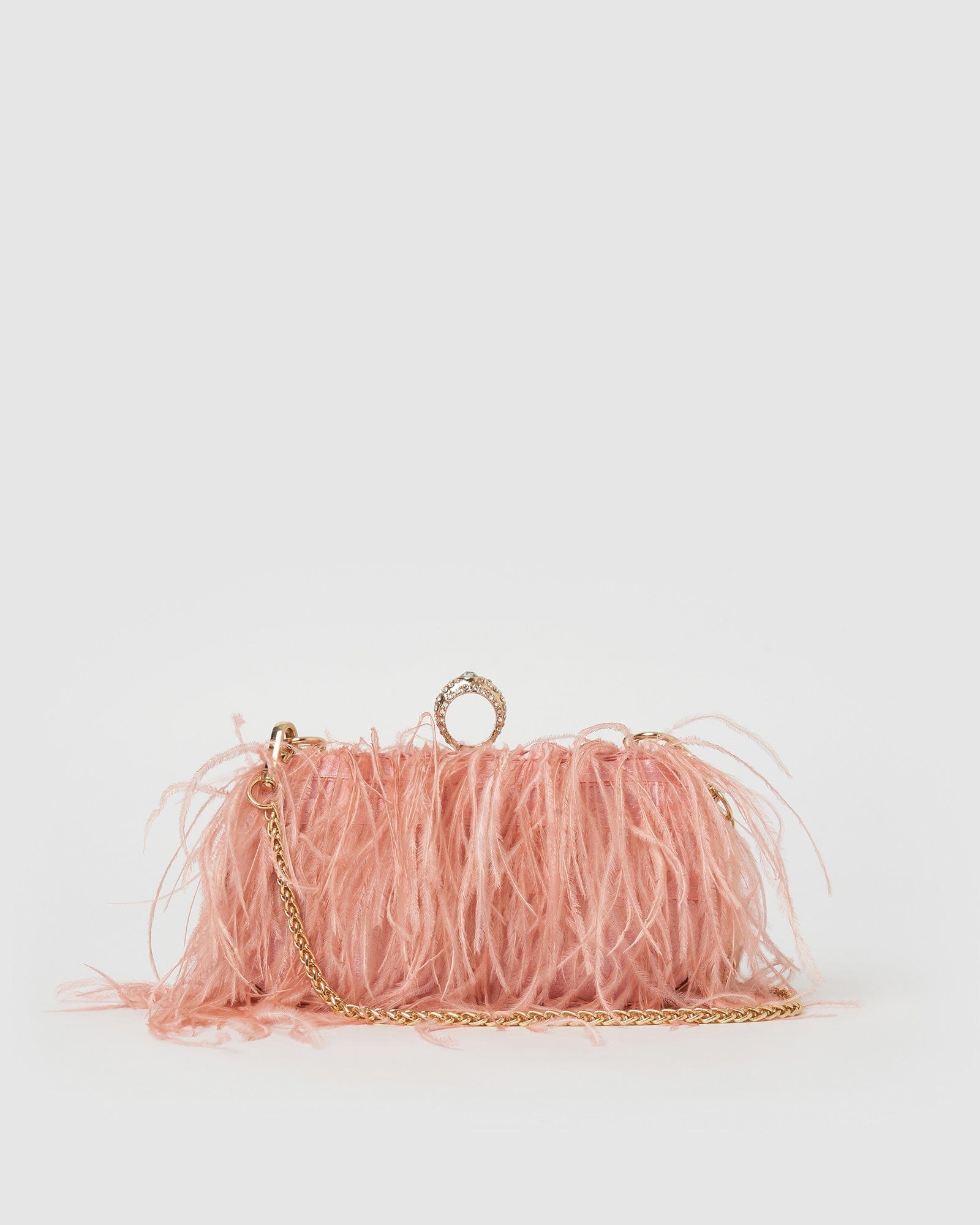 Izoa Beatrice Clutch Bag - Pink Faux Feather Evening Purse for Women | Elegant Party Clutch, Wedding Accessory, Prom Night Handbag