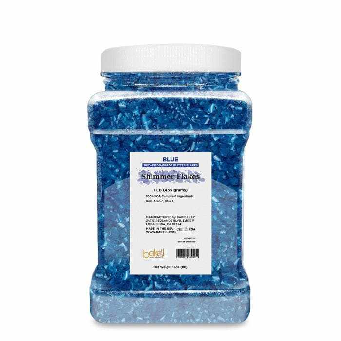 Premium Blue Edible Shimmer Flakes for Baking & Decorating - Bulk Size (1LB) - Perfect for Cakes, Cupcakes, Cookies & DIY Crafts