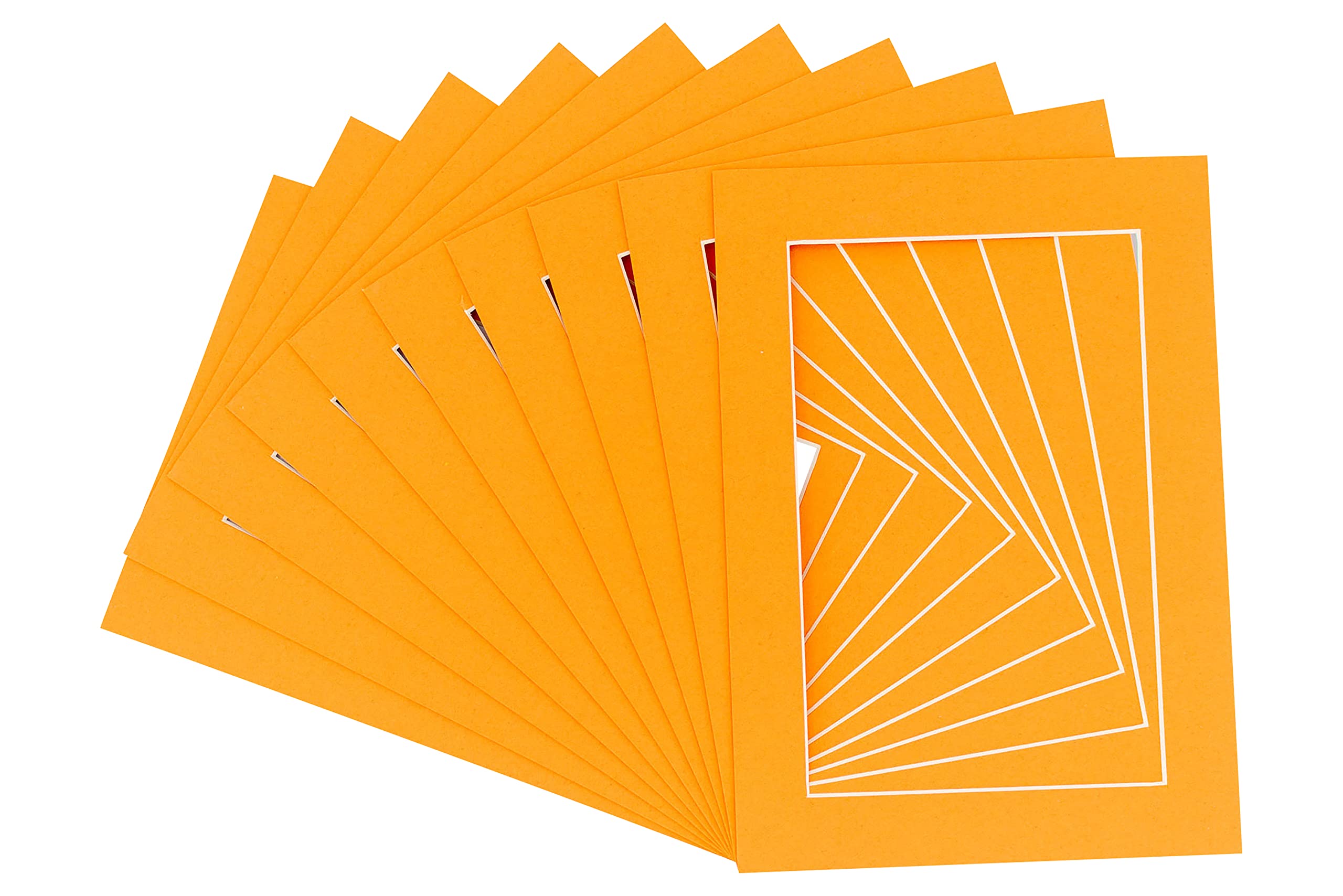 18x24 Inch Acid-Free Orange Matboard for 13x19 Photos - 10 Pack Precut Bevel Cut Picture Mats for Framing Art, Posters & Certificates - Perfect for Home Decor, Gallery Displays & Office Presentations