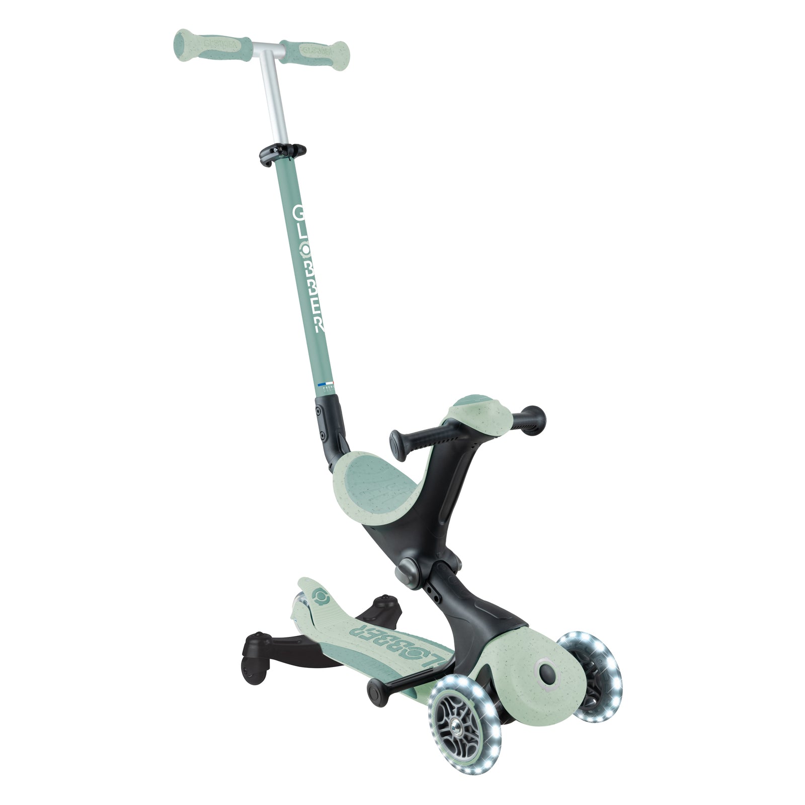 Globber Go Up Deluxe Ecologic 360 Foldable LED Light Scooter for Kids - Portable & Safe Ride-On Toy for Commuting, Park Adventures & Neighborhood Fun