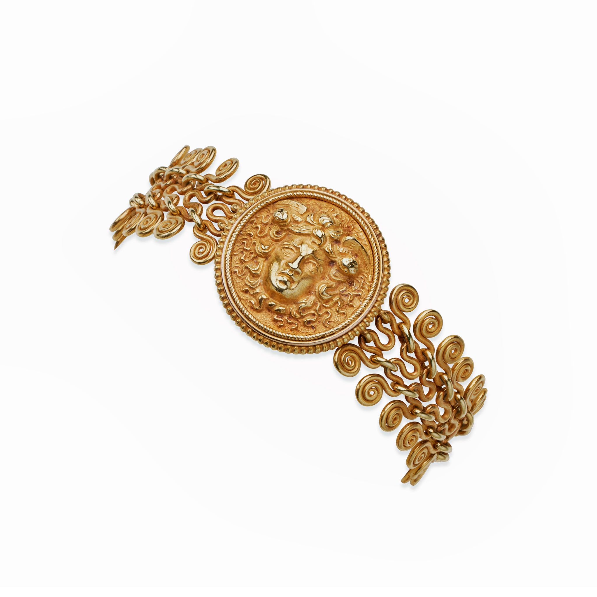 22K Gold Winged Medusa Bracelet - Ancient Greek Mythology Jewelry for Women, Handmade Vintage Style Arm Cuff - Perfect for Parties, Weddings & Gifts