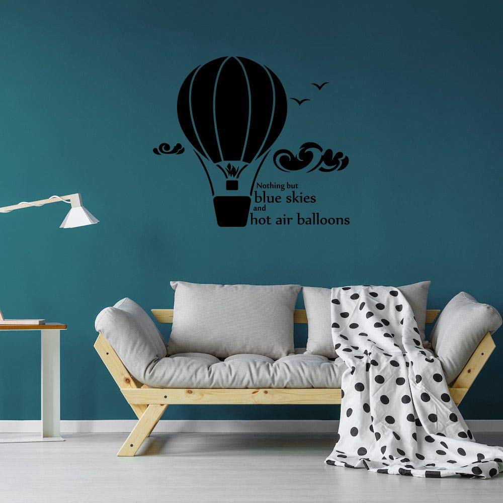 Blue Skies Hot Air Balloon Quote Wall Decal - 35x40 Inch Vinyl Sticker Art for Kids Room, Nursery, Bedroom & Home Decor - Perfect for Girls, Boys, Kindergarten & Playroom Wall Decoration