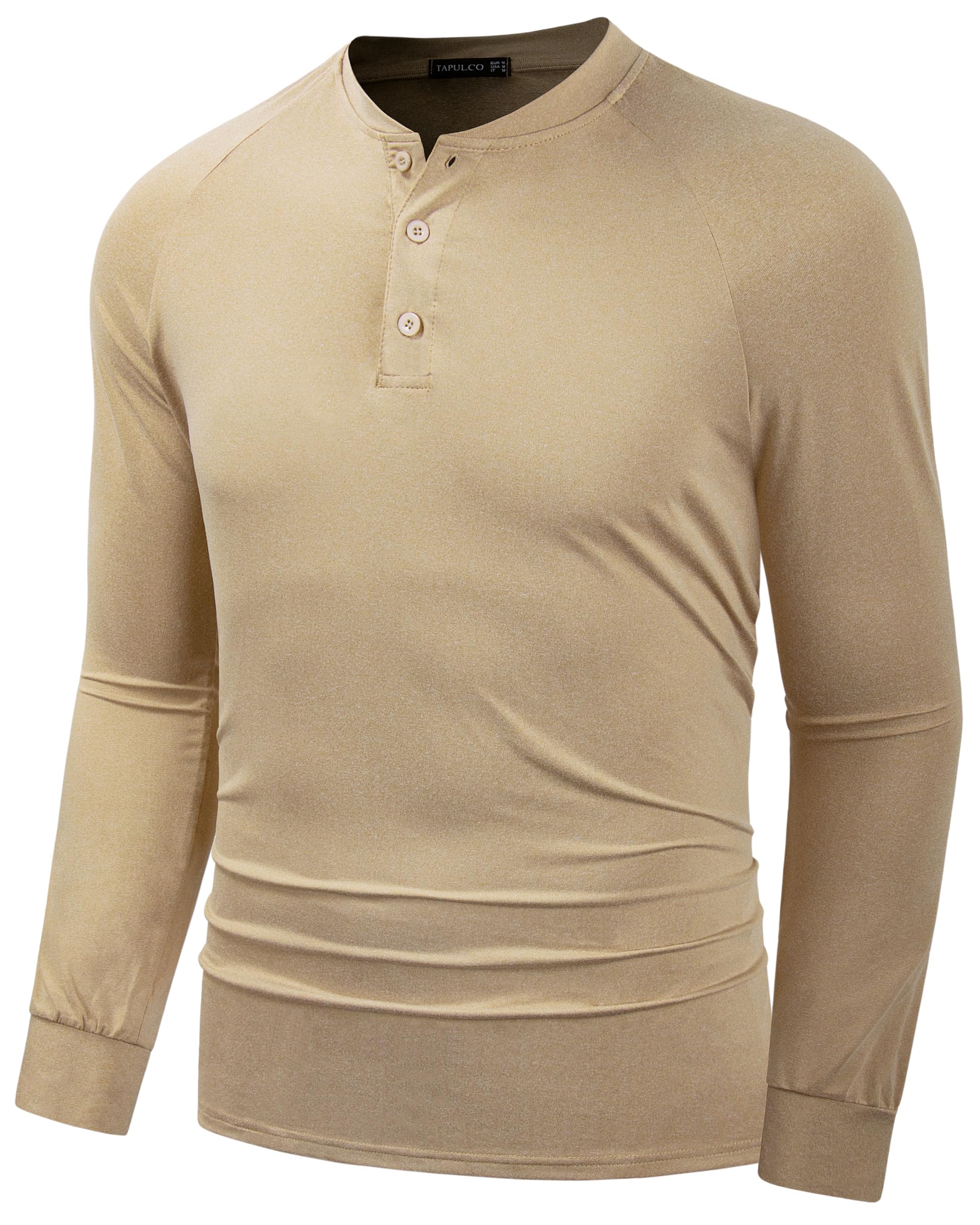 TAPULCO Men's Basic Henley Shirts - Long Sleeve Stretchy Comfortable Casual T-Shirts for Daily Wear | Perfect for Work, Weekend & Outdoor Activities