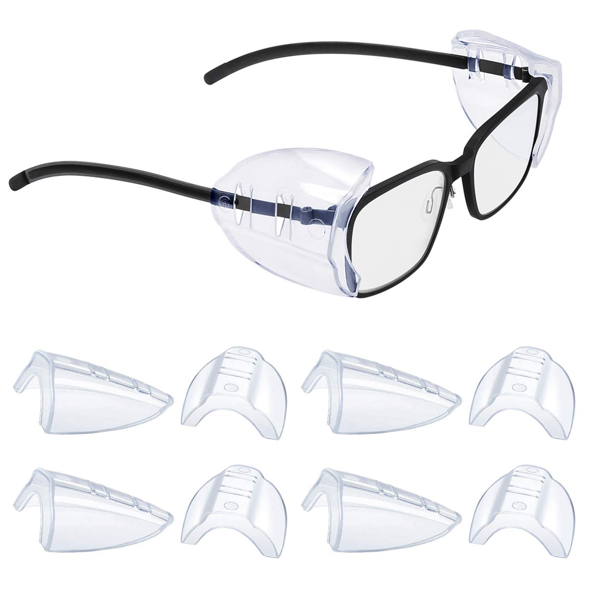 YunTuo 2/4/6/10 Pairs Safety Glasses Side Shields for Eyeglasses - Protective Side Shields for Prescription Glasses - Perfect for Work, Lab, Construction & Healthcare Professionals