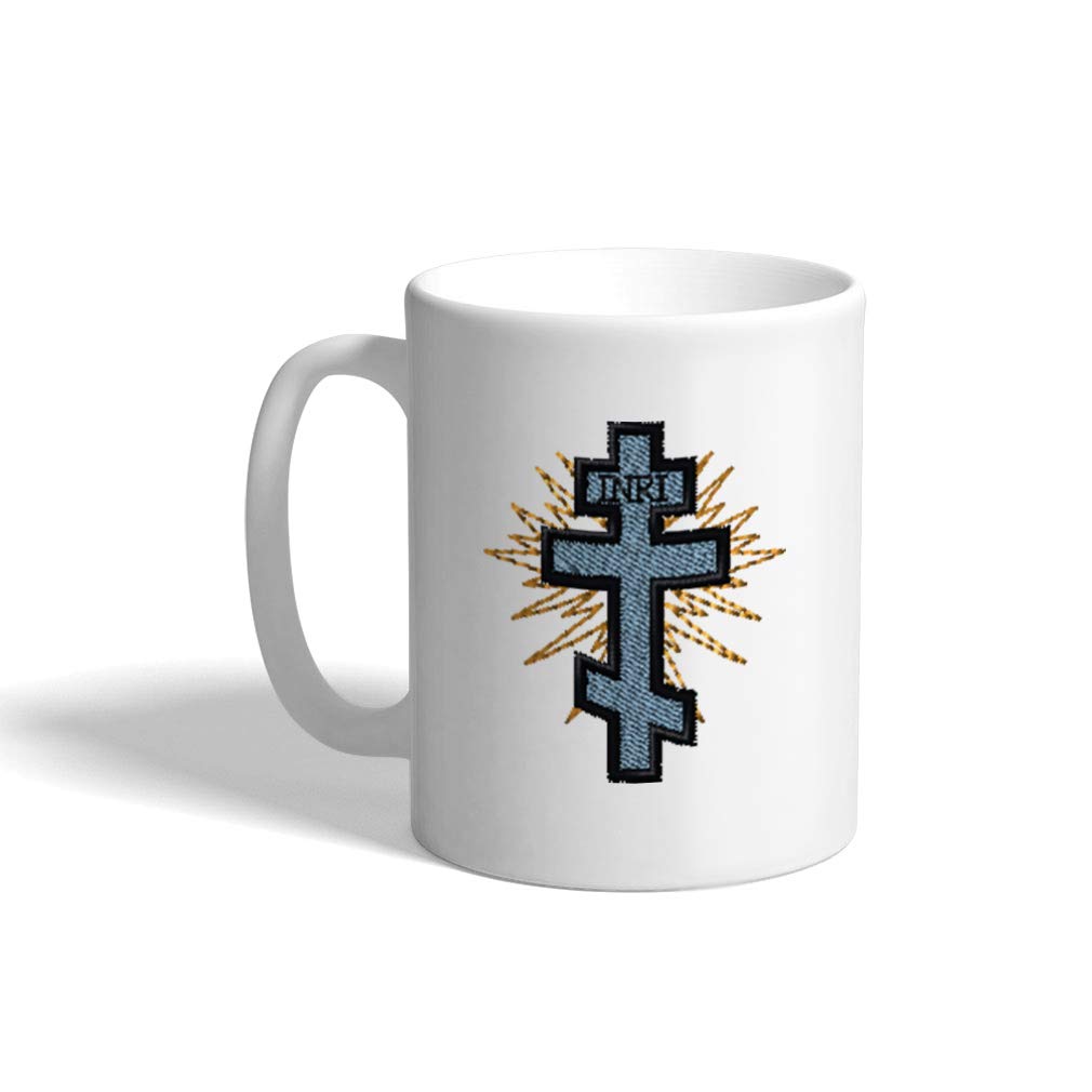 Funny Ceramic Coffee Mug with Orthodox Cross Design - 11oz White Tea Cup for Coffee, Tea & Hot Drinks - Perfect for Home, Office & Gifts
