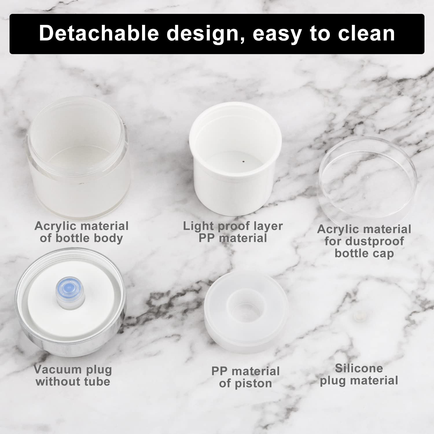 4 Pack 1 Oz/30ml Airless Pump Jars - Refillable Acrylic Vacuum Cosmetic Containers with Press Pump for Face Cream, Lotion & Moisturizer | Travel-Friendly Sample Jars for Skincare, Makeup & Eye Cream | Perfect for Home Use, Travel & Salon Professionals
