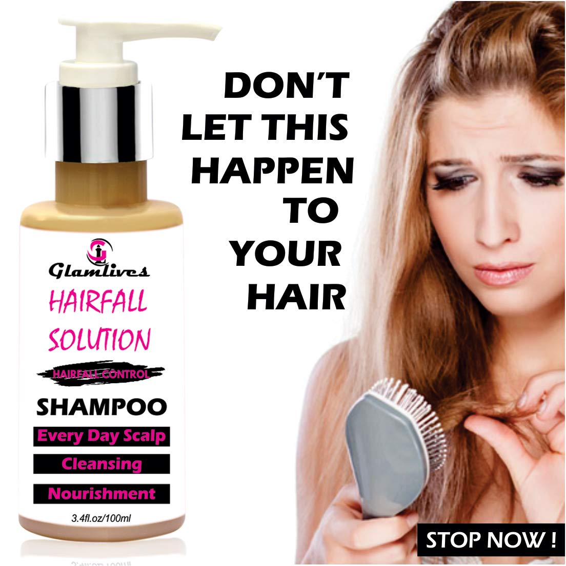 Glamlives Hair Growth Shampoo - Anti Hair Fall Treatment for Thicker, Stronger Hair (100ml) | Daily Use for Damaged & Thinning Hair