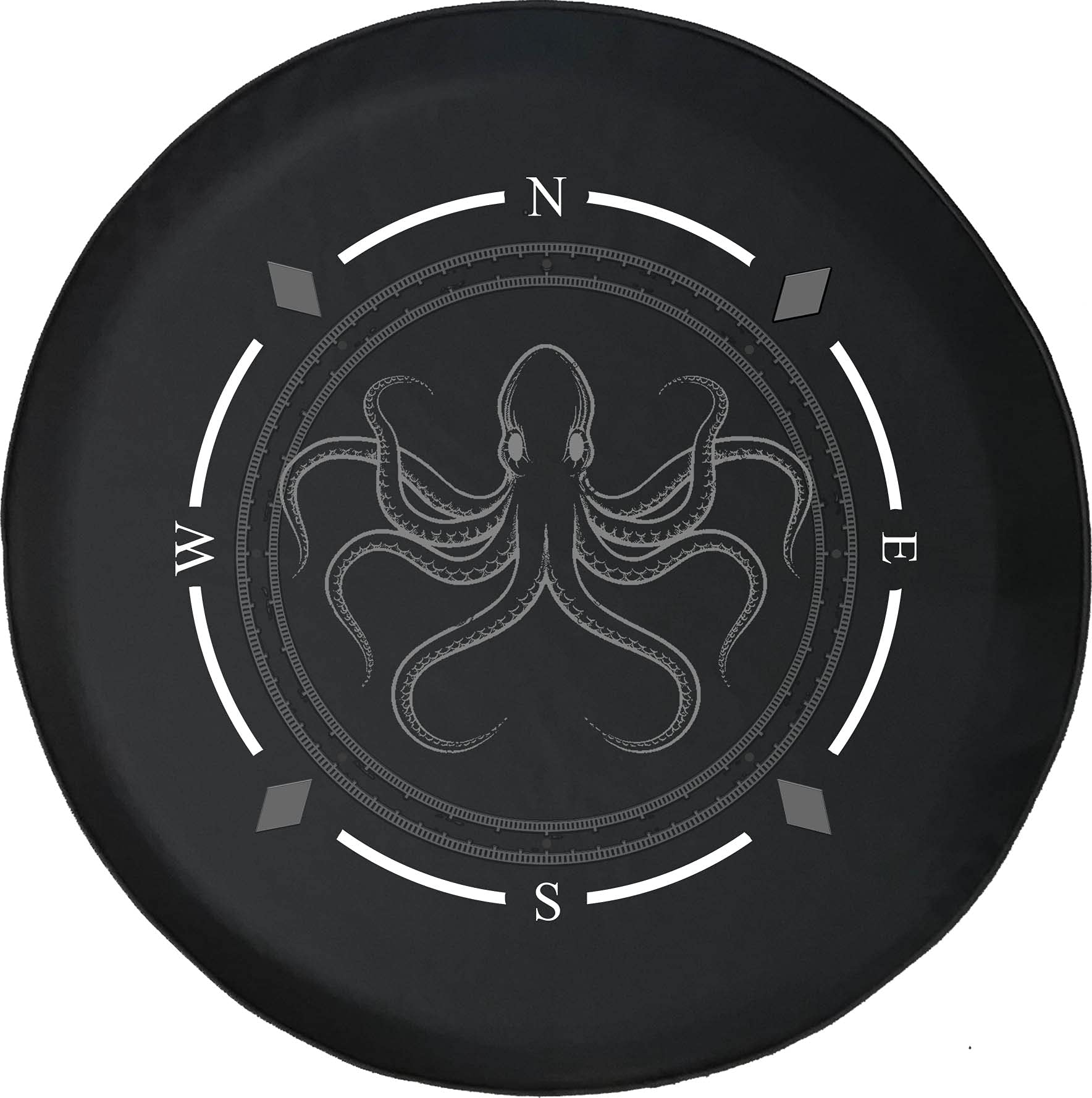 American Unlimited Spare Tire Cover with Compass & Octopus Design - Universal Fit for SUV, Trailer, RV & Most Vehicles | Durable Wheel Protection for Off-Road Adventures & Camping Trips