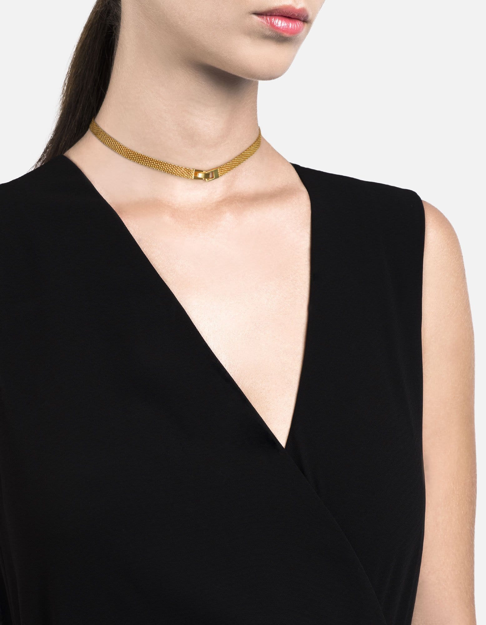 Elegant Gold Vermeil Mesh Chain Choker Necklace for Women - Perfect for Parties, Weddings & Evening Events