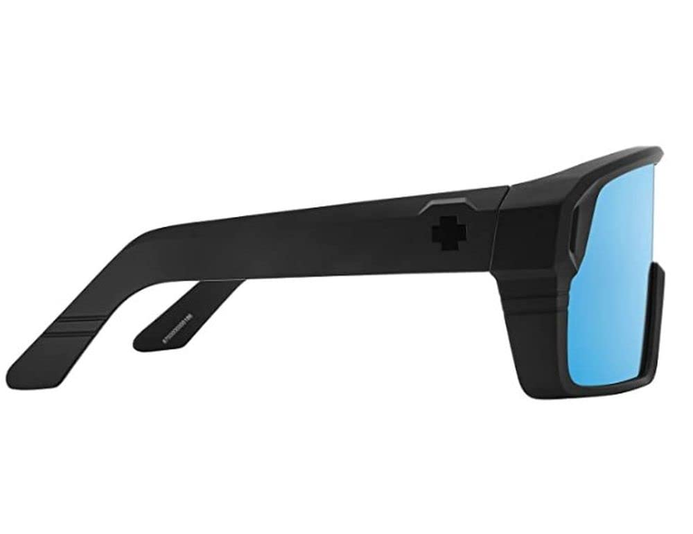 Spy Monolith Polarized Sunglasses - Matte Black Frame with Ice Blue Spectra Mirror Lens - UV Protection & Happy Boost Technology for Outdoor Sports & Driving