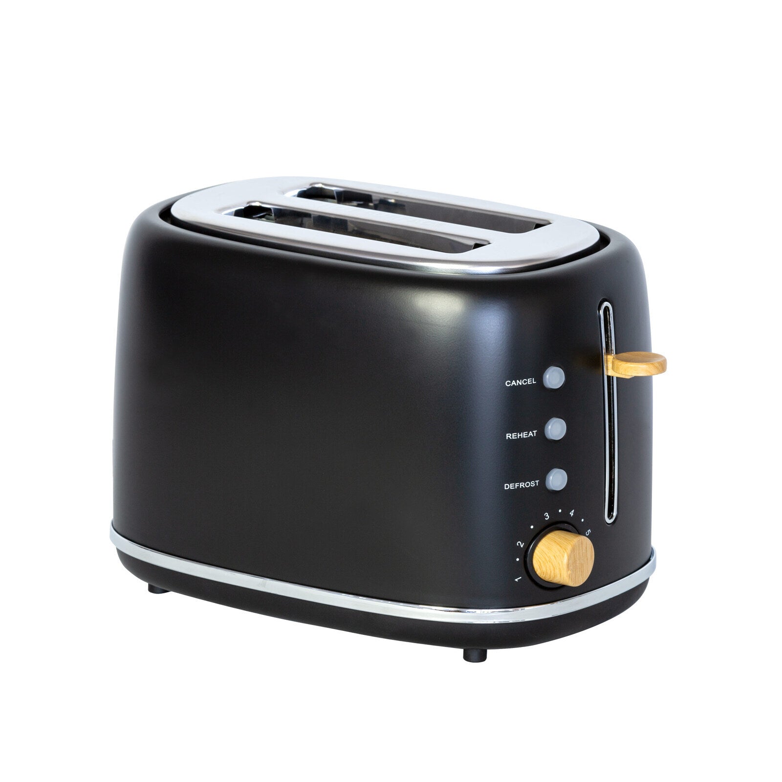 1.7L Black Kitchen Kettle & 2-Slice Toaster Set with Wood Accents - Perfect for Breakfast, Tea Time & Small Kitchen Spaces