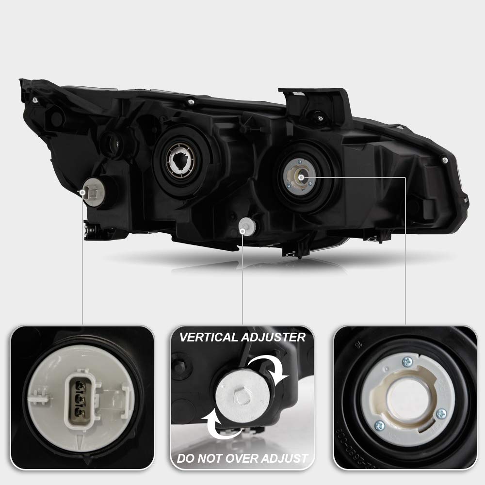 ACANII Black Housing Projector Headlights Assembly Pair for 2016-2021 Honda Civic - Left+Right Halogen Replacement - Upgrade Night Visibility & Style for Daily Driving & Road Trips