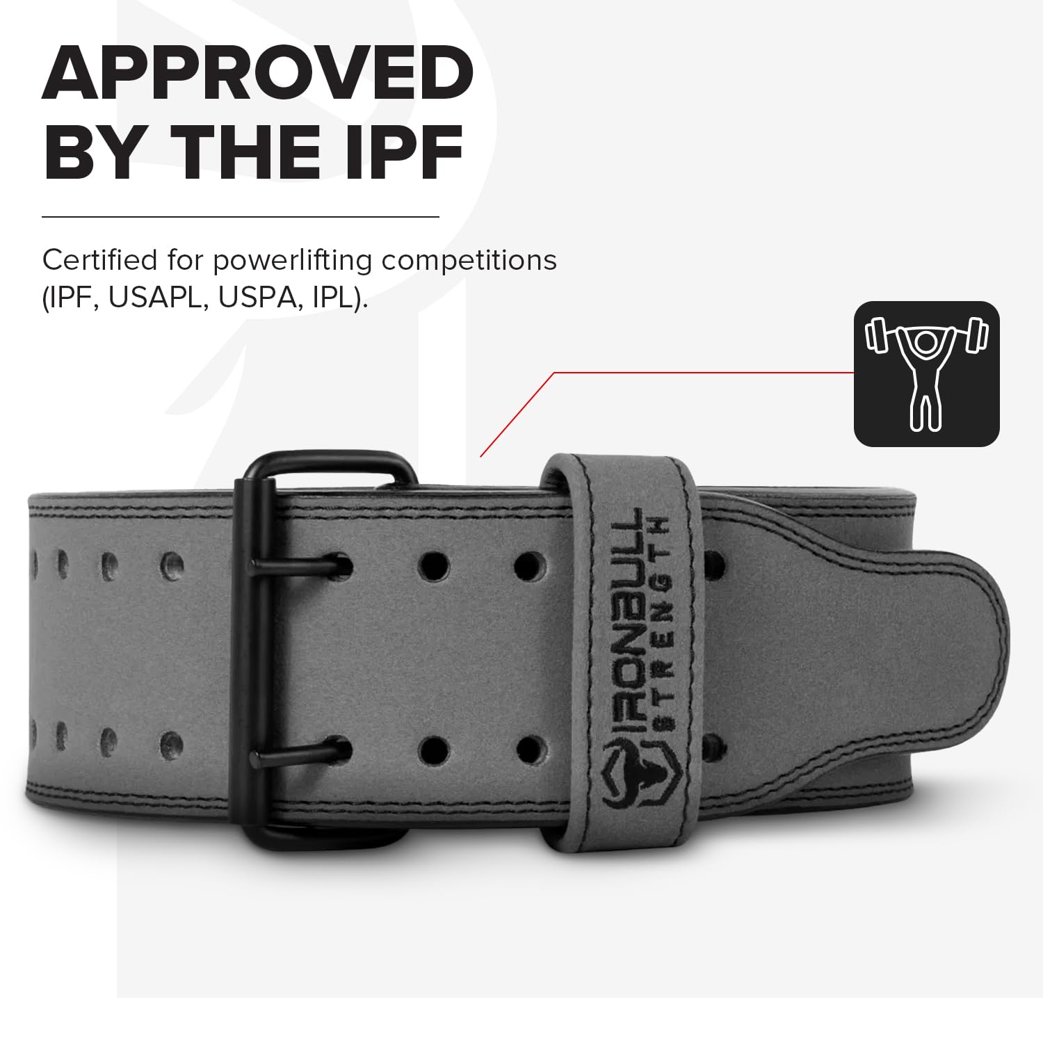 IPF Approved Powerlifting Belt 10mm - Leather Weight Lifting Belt for Squats, Deadlifts & Bench Press - 4 Inch Gym Belt for Men & Women - Back Support for Strength Training, Powerlifting & CrossFit - Perfect for Home Gym & Professional Competitions