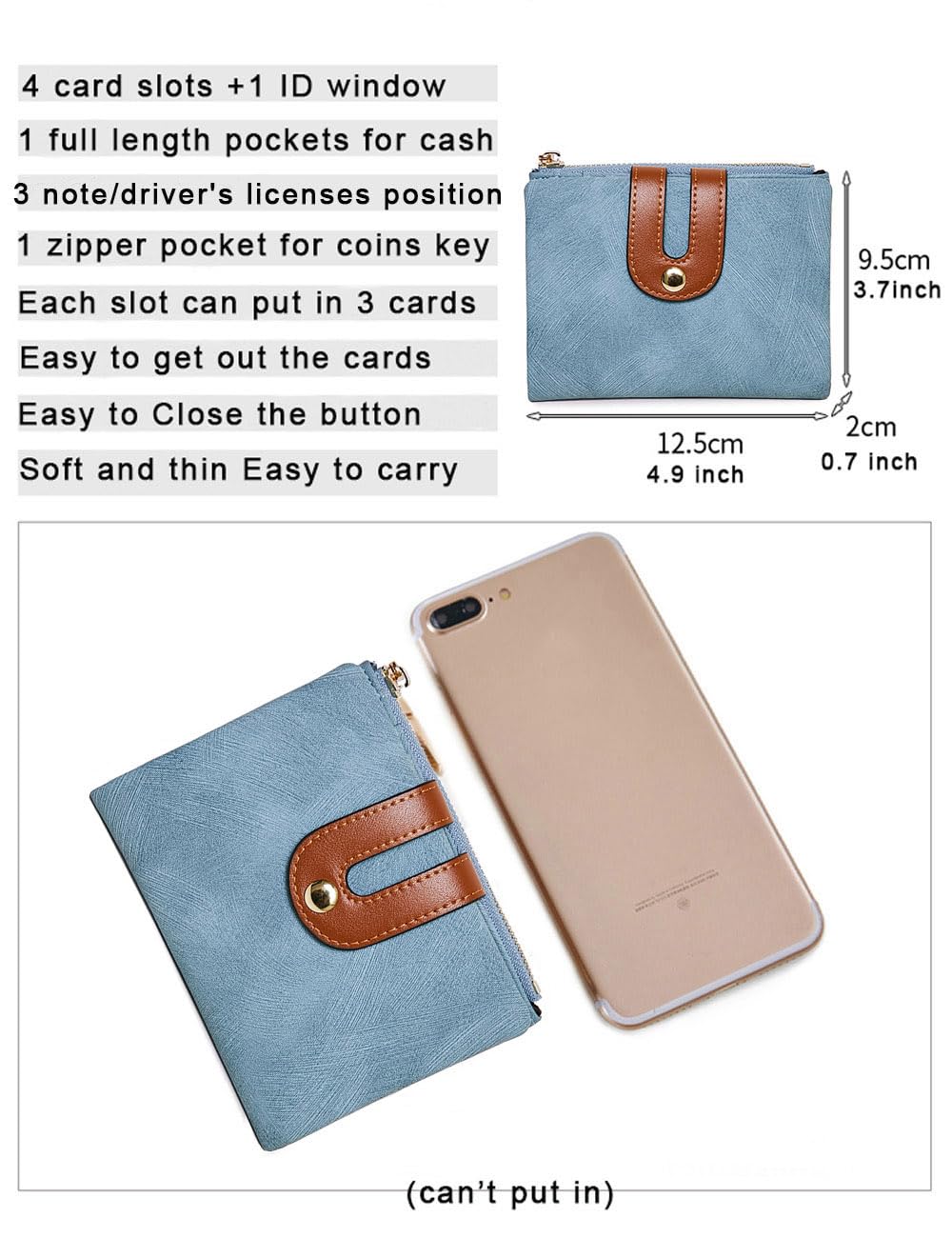 AOXONEL RFID Bifold Leather Wallet for Women - Slim Compact Purse for Cards & Coins | Travel & Daily Use