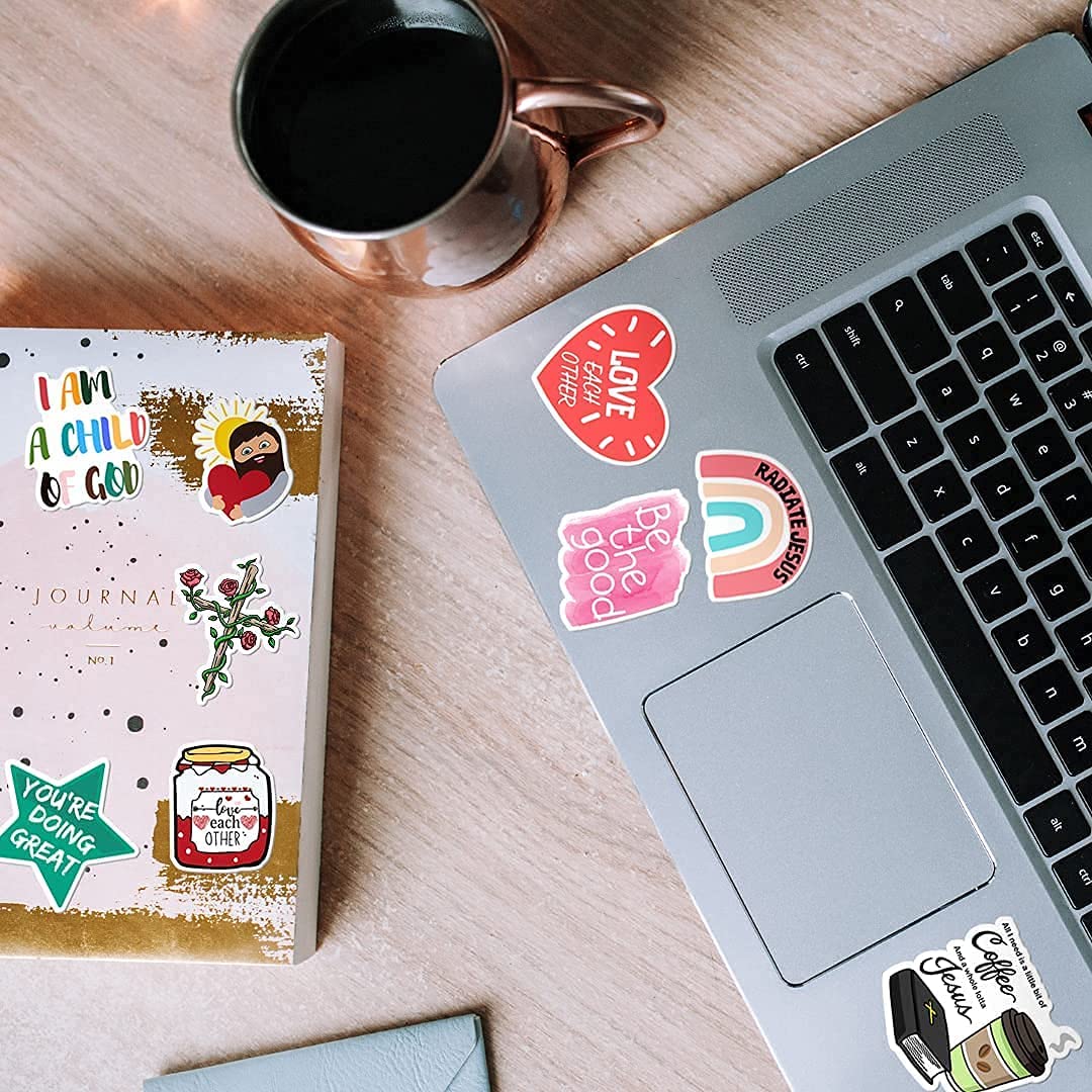 100 Pack Christian Vinyl Stickers - Waterproof, Cute & Aesthetic Bible Stickers for Water Bottles, Laptops, Journals - Perfect for Faith-Based Decor, Bible Study Gifts & Youth Group Activities