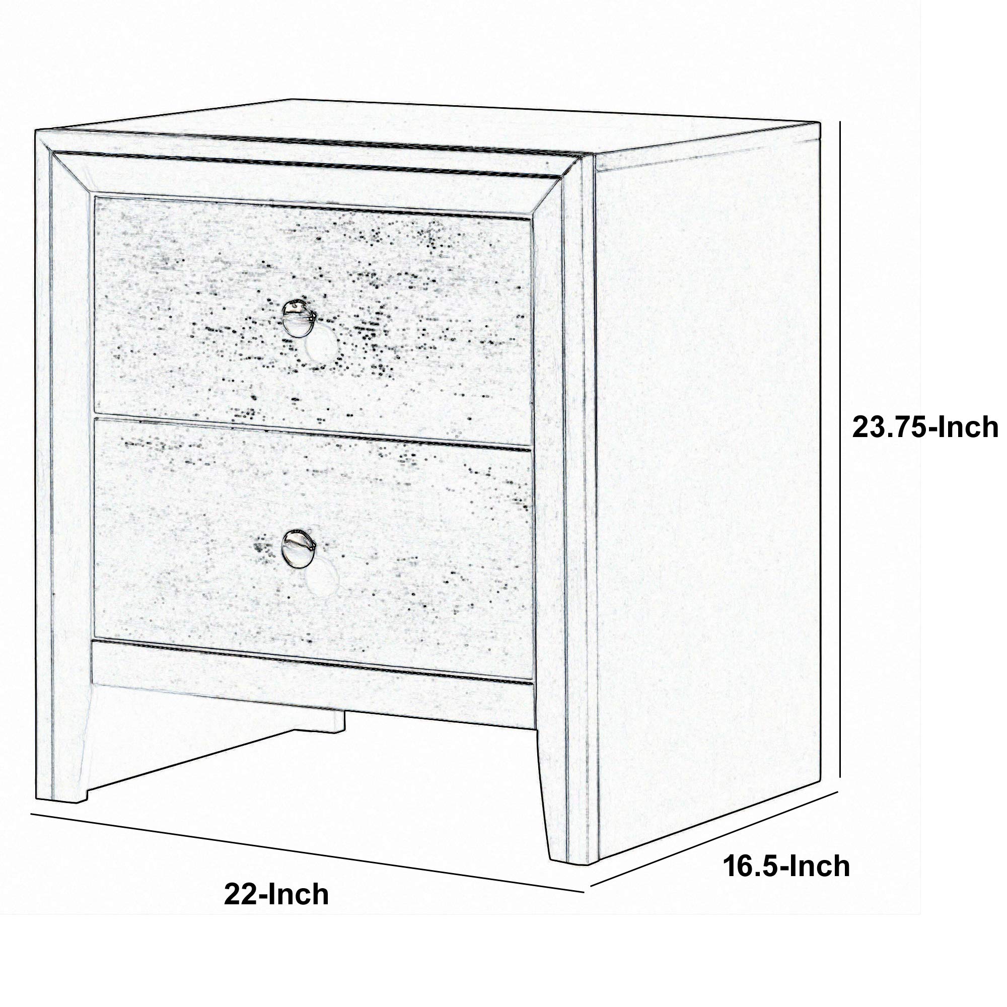 Benjara Gray Wooden Nightstand with 2 Drawers & Round Pull Handles - Modern Bedside Table for Bedroom, Living Room, or Guest Room Storage