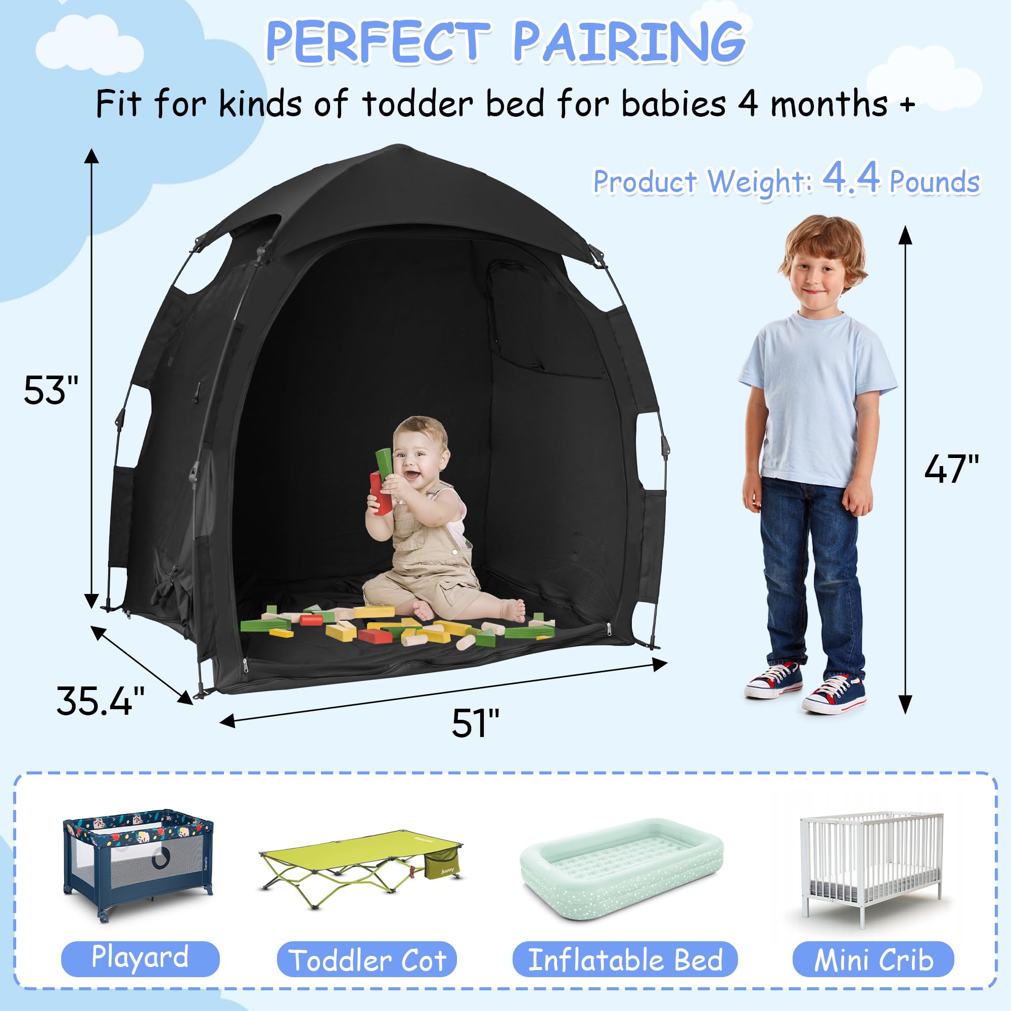 Portable Baby Sleep Tent for Pack N Play - Easy One-Click Assembly, Breathable & Light Blocking Nursery Pod for Infants & Toddlers - Perfect for Travel, Daycare & Nap Time