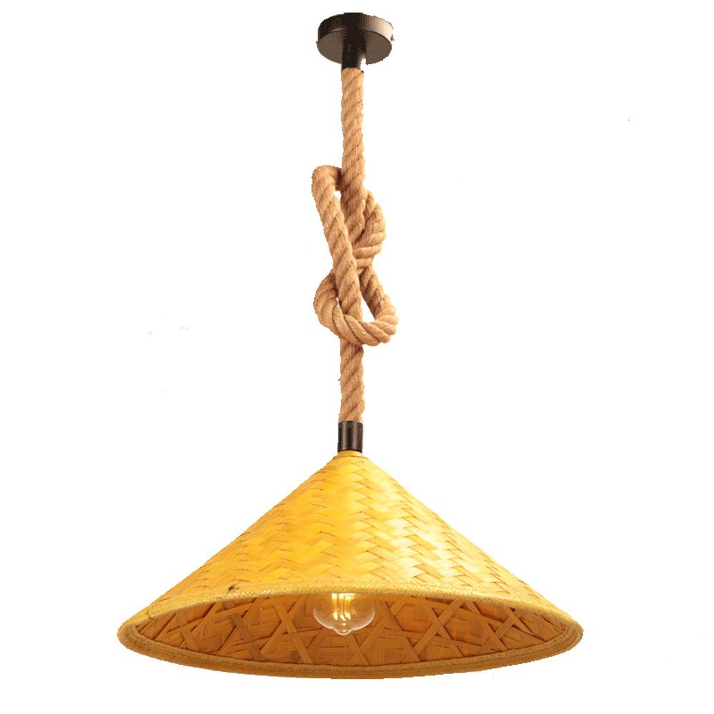 Vintage Straw Hat Chandelier - Handmade Hemp Rope Pendant Light for Country Home, Cafe & Tea House Decor | Rustic Farmhouse Lighting for Dining Room, Bedroom & Cozy Spaces