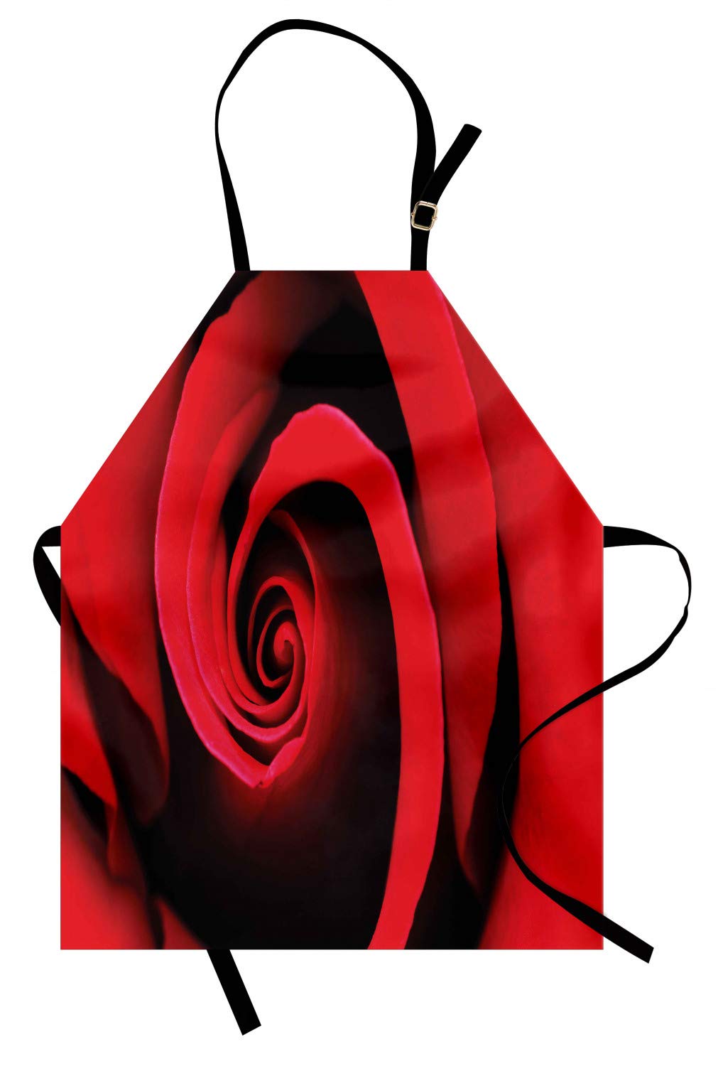 Ambesonne Rose Apron - Adjustable Small Bib Apron with Red Rose Bloom Swirl Design for Baking, Painting & Cooking - Nature Themed Kitchen Accessory - Perfect for Home Chefs, Artists & Garden Lovers