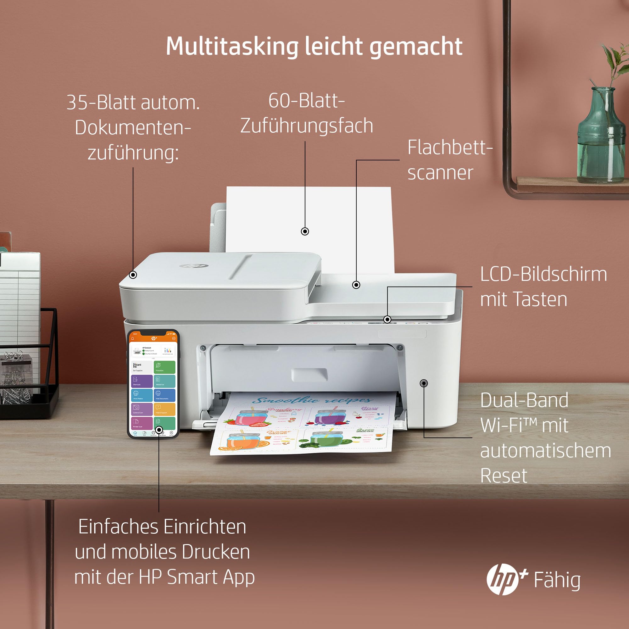 HP DeskJet 4120e All-in-One Wireless Printer with 6 Months Free HP Instant Ink | Print, Copy, Scan & Mobile Fax | Automatic Document Feeder & WiFi Connectivity | Ideal for Home Office & Small Business Use