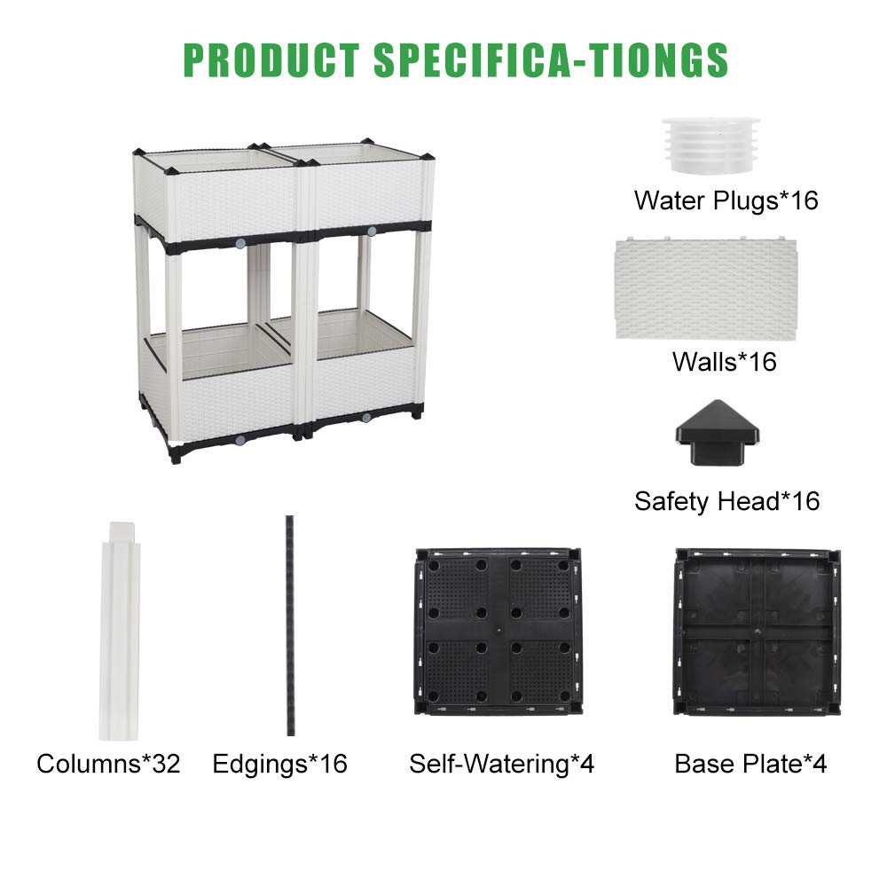 Ochine Raised Garden Bed Planter Box Kit - Self-Watering Elevated Plastic Planter for Flowers, Vegetables & Herbs | Indoor & Outdoor Gardening Solution for Patio, Balcony, Backyard | Perfect for Urban Farming, Home Gardening & Small Space Planting