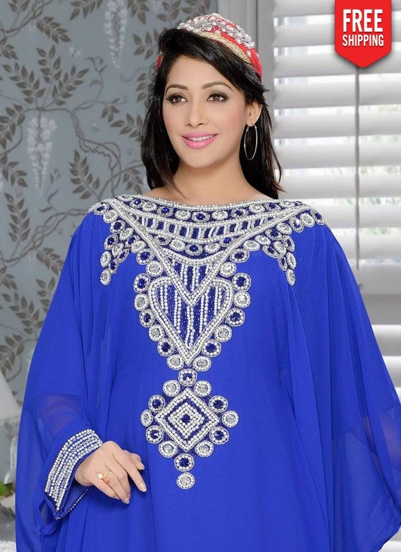 Exquisite Farasha Style Kaftan with Hand Embroidery - Elegant Boho Maxi Dress for Beach, Wedding & Special Occasions