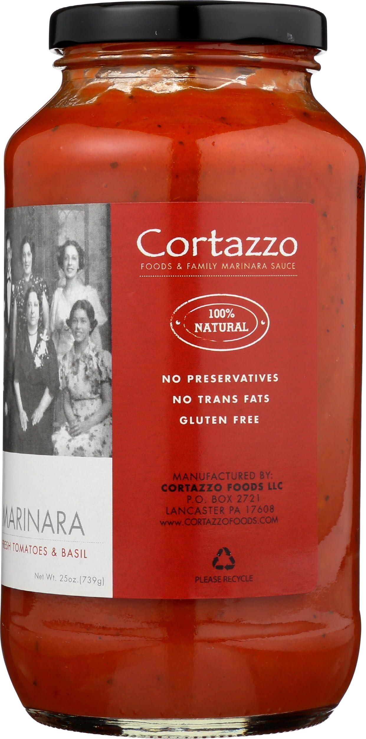 CORTAZZO FOODS Marinara Pasta Sauce - 25 oz (1.47 lb) Premium Italian Tomato Sauce for Spaghetti, Pizza & Pasta Dishes - Gluten Free, Non-GMO, No Preservatives - Perfect for Home Cooking & Italian Recipes