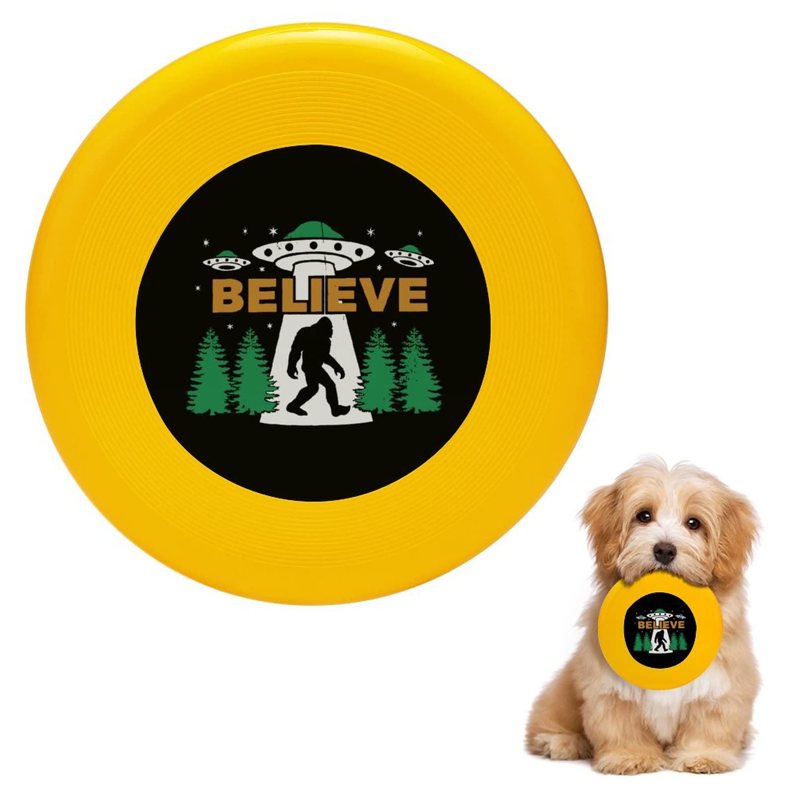 Bigfoot UFO Aliens Flying Disc Dog Toy - Durable Training & Sport Frisbee, Fun Pet Bowl for Outdoor Play (Sasquatch Themed)