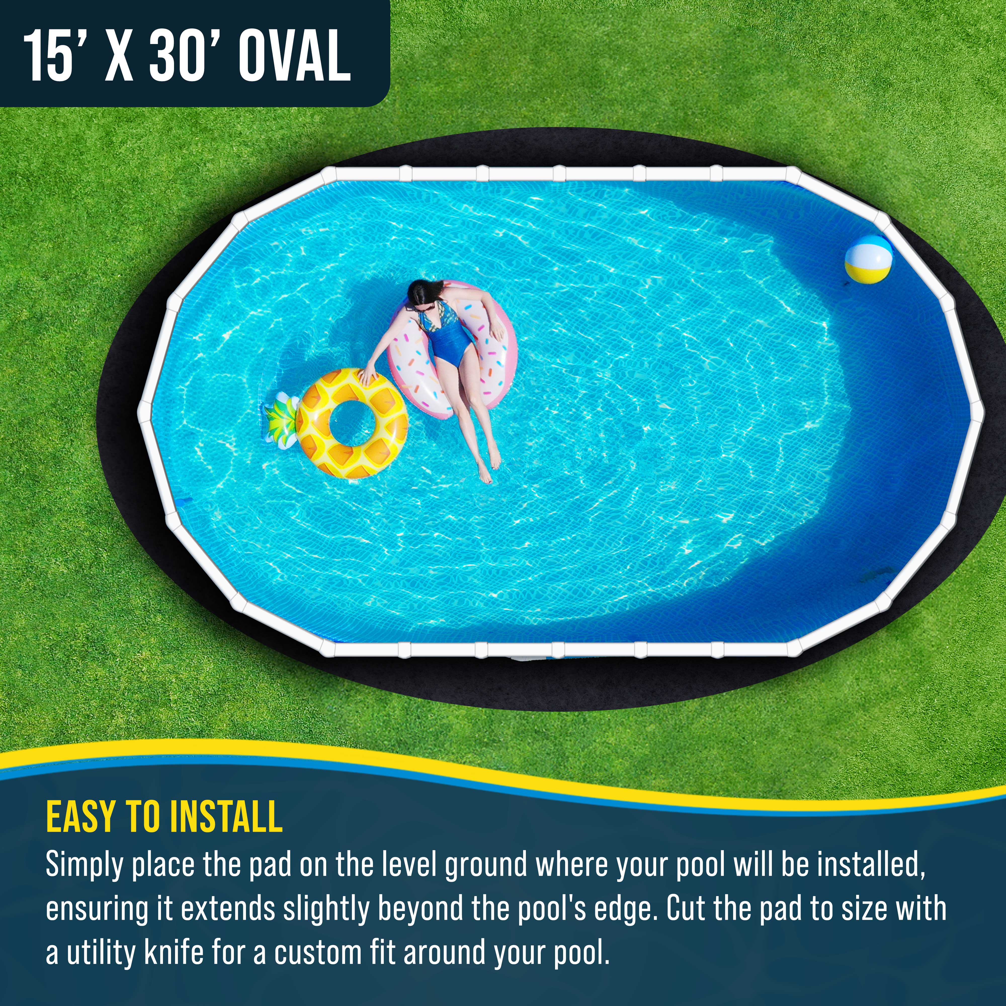 Heavy Duty 15' x 30' Oval Above Ground Pool Liner Pad - Premium Protection Against Punctures & Tears | Durable Ground Shield for Swimming Pools | Perfect for Backyard, Inground & Oval Pools | Extends Pool Liner Lifespan