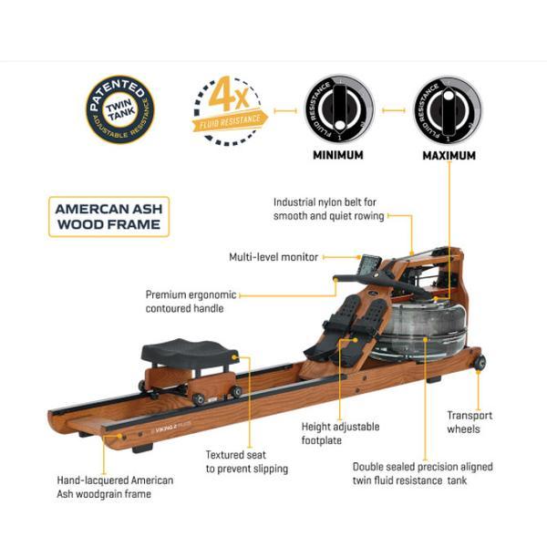 First Degree Fitness Viking 2 Plus Indoor Rowing Machine - Premium Home Rower for Full-Body Workout & Cardio Training | Perfect for Home Gym, Apartment Fitness & Low-Impact Exercise