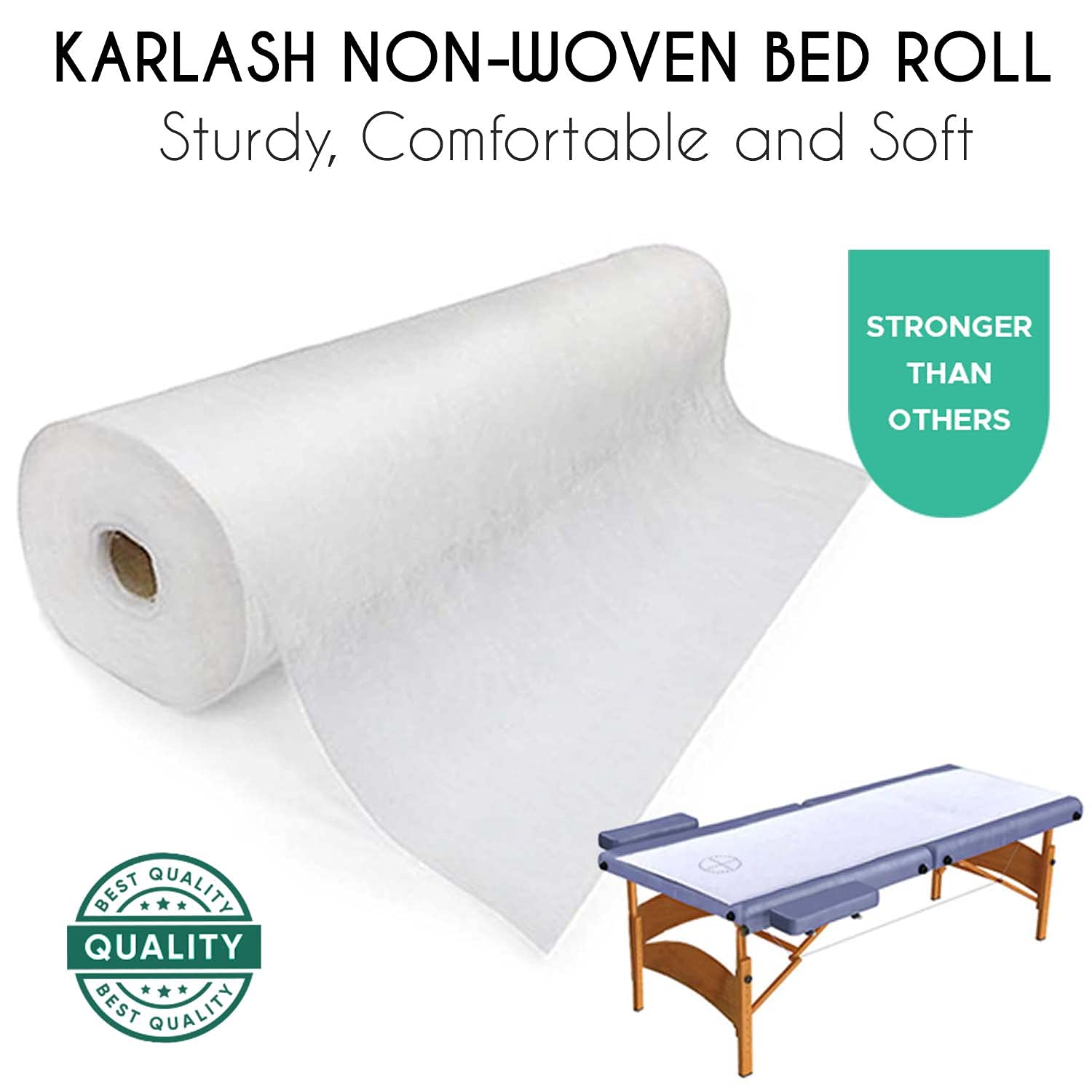 Karlash Disposable Non-Woven Bed Sheet Roll - 30gsm Thick Massage Table Paper (Pack of 8) | Ideal for Spa, Salon, Tattoo Parlor & Medical Clinics