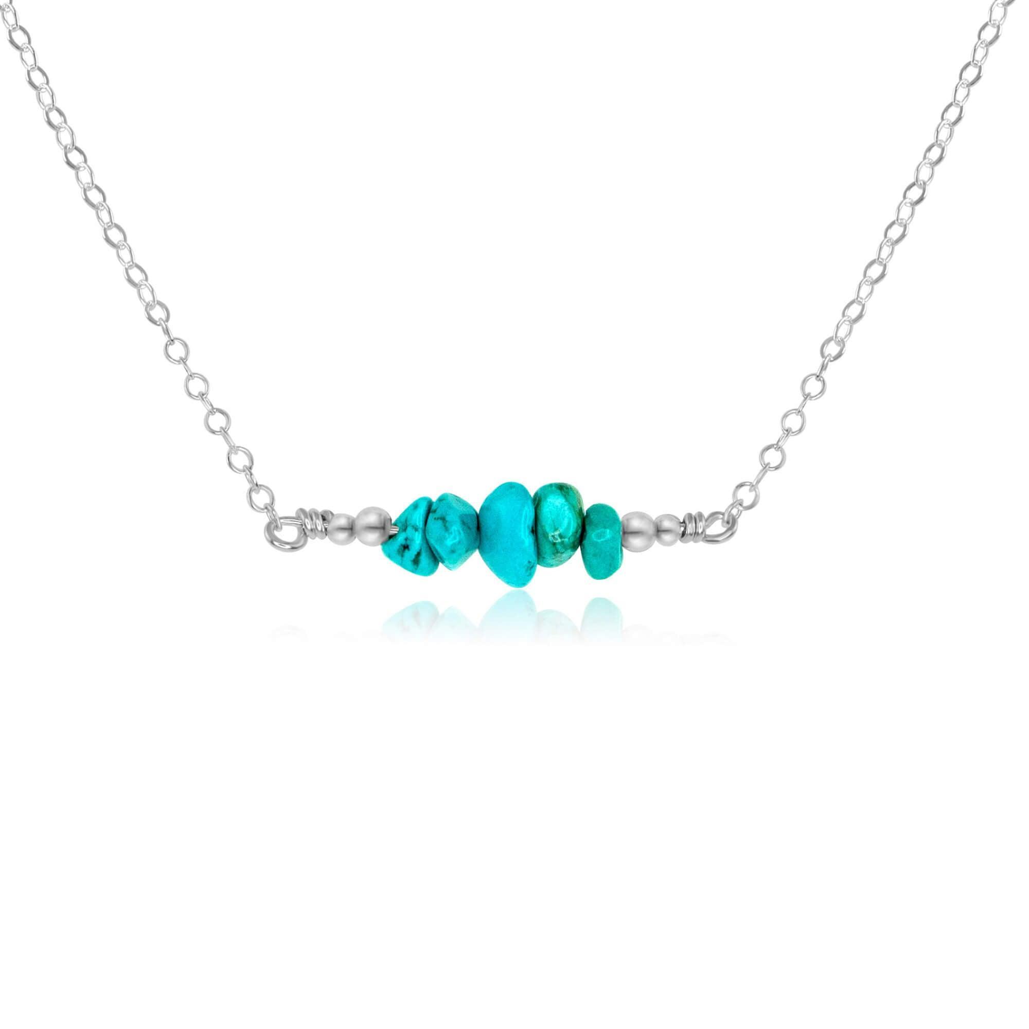 Turquoise Chip Bead Bar Necklace for Women - Handmade Boho Jewelry with Natural Stone - Perfect for Casual Wear, Beach Outfits & Festival Fashion