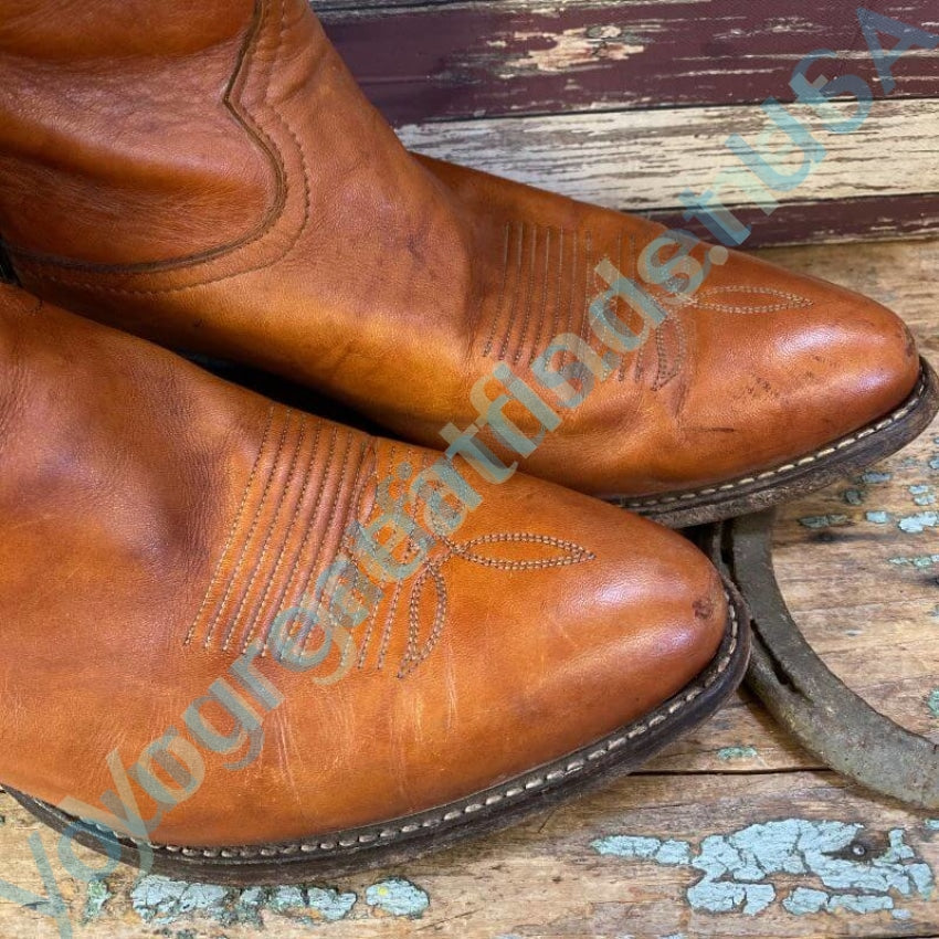 Tony Lama Vintage Brown Leather Western Cowboy Boots for Men - Authentic Rodeo & Country Style Footwear for Riding, Dancing, and Western Fashion