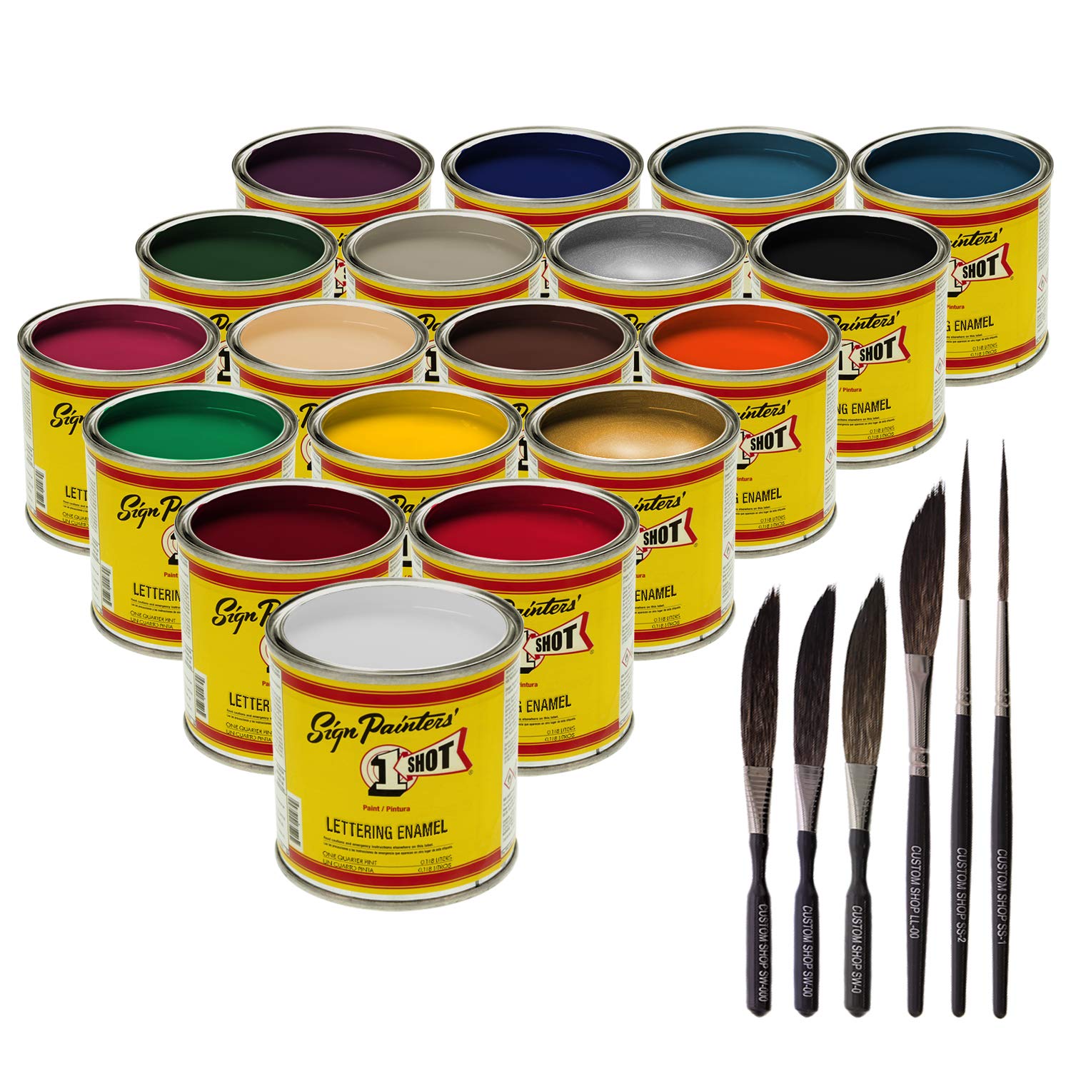 One-Shot 1 Lettering & Pinstripe Paint - 18 Vibrant Colors for Automotive, Motorcycle & Sign Painting