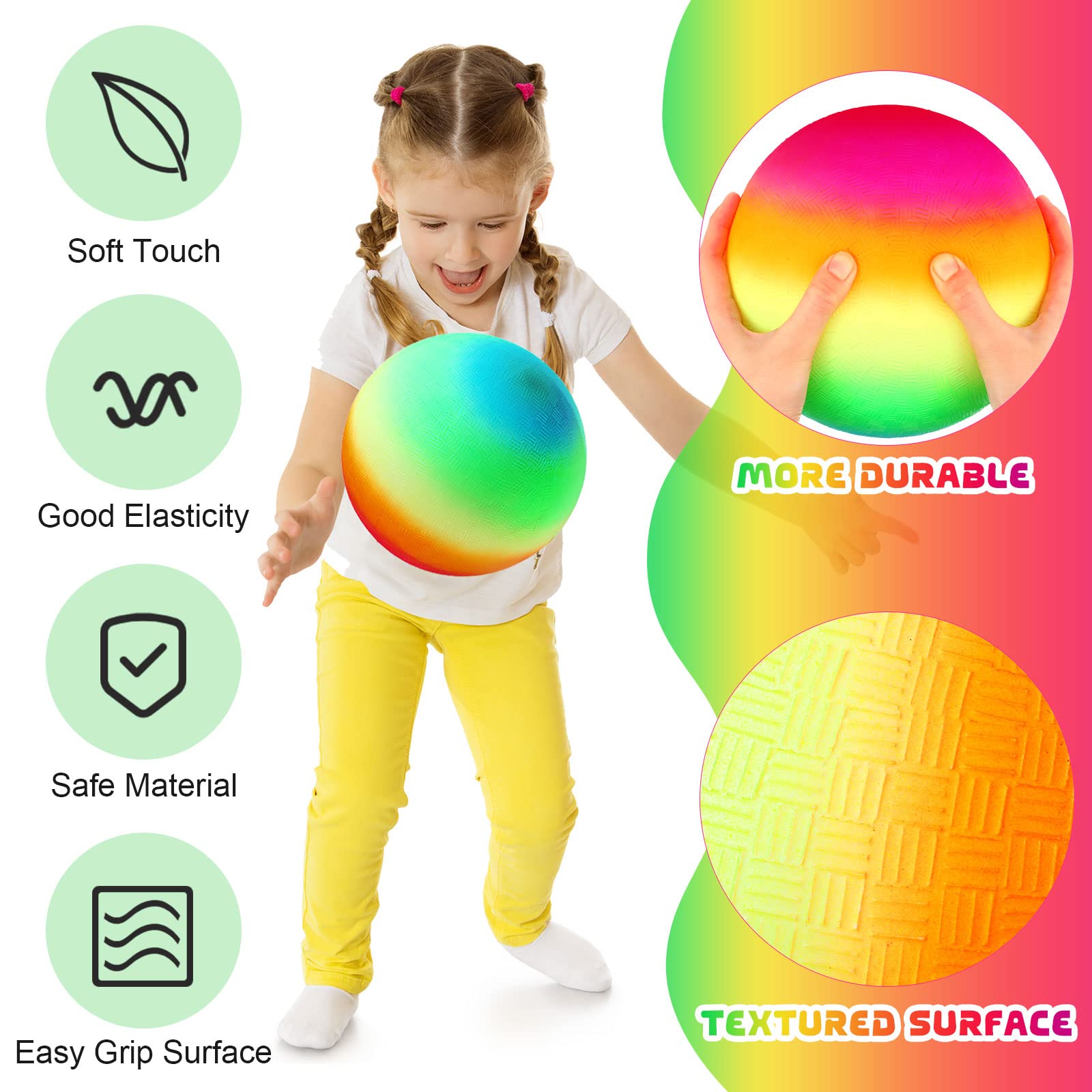 Vinsot 12 Pack 8.5 Inch Playground Balls - Bulk Inflatable Kickballs & Bouncy Balls for Kids with Hand Pump - Perfect for Indoor & Outdoor Games, School PE, Recess, Backyard Play, and Team Sports Activities
