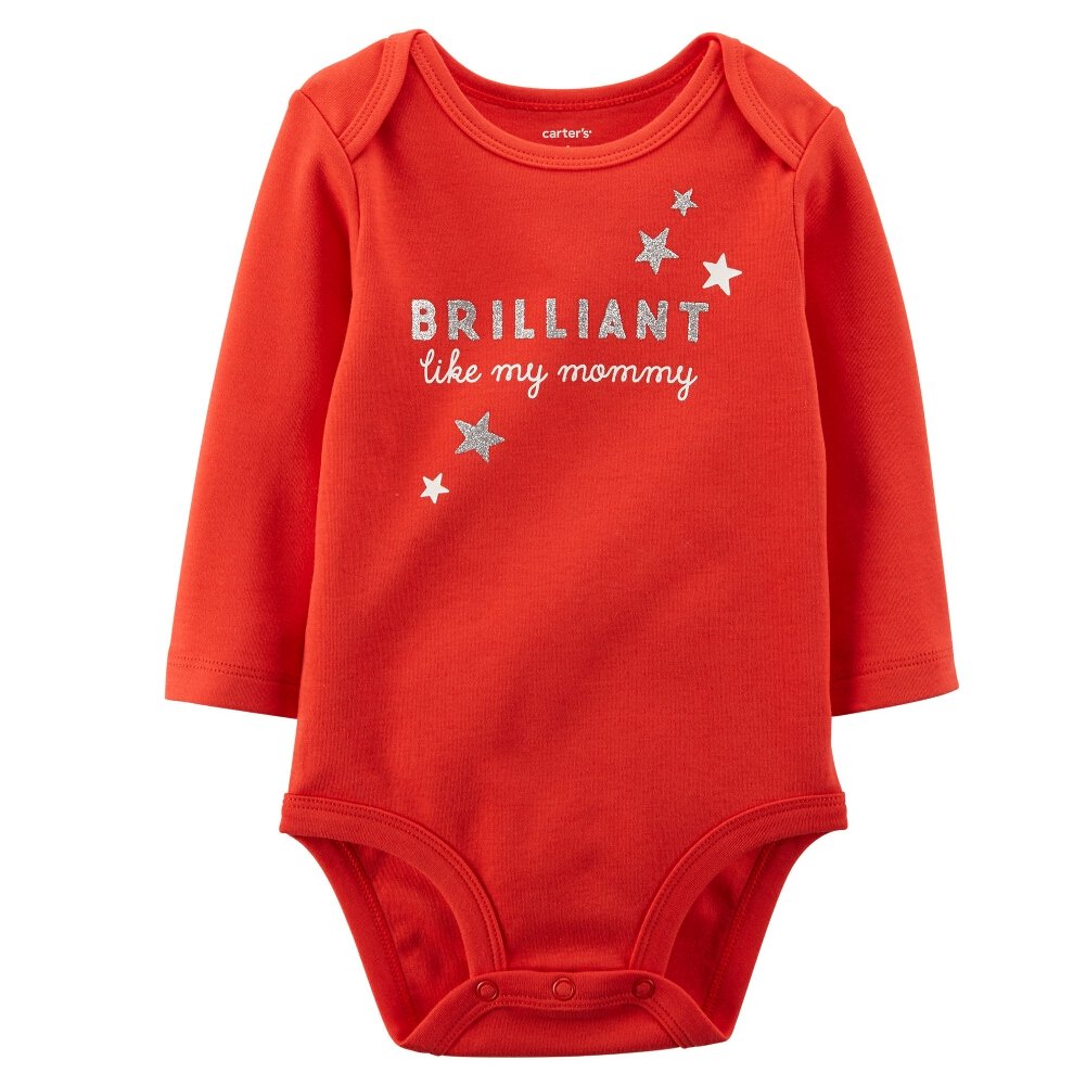 Carters Baby Girls Brilliant Short Sleeve Bodysuit - Red (Newborn/NB) - Soft Cotton Onesie for Infants, Perfect for Playtime & Photo Shoots