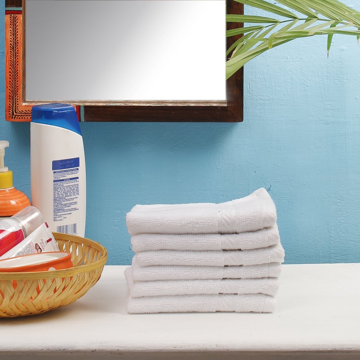 Akshaan Texo Fab Premium Cotton Face Towels - 13x13 Inch Soft & Absorbent White Towels for Home, Gym, Travel & Sports - Set of 6 - Perfect for Skincare, Yoga & Post-Workout Refresh