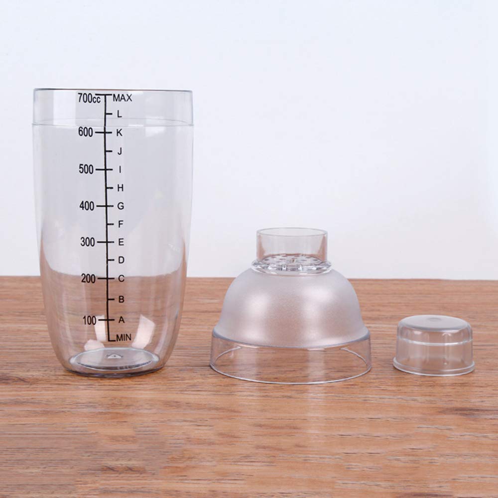 FEOOWV 24 oz Transparent Plastic Cocktail Shaker - Bar Tool with Measurement Scales for Mixing Boba Tea, Cocktails & Hand Drinks | Perfect for Home Bars, Parties & Professional Bartending
